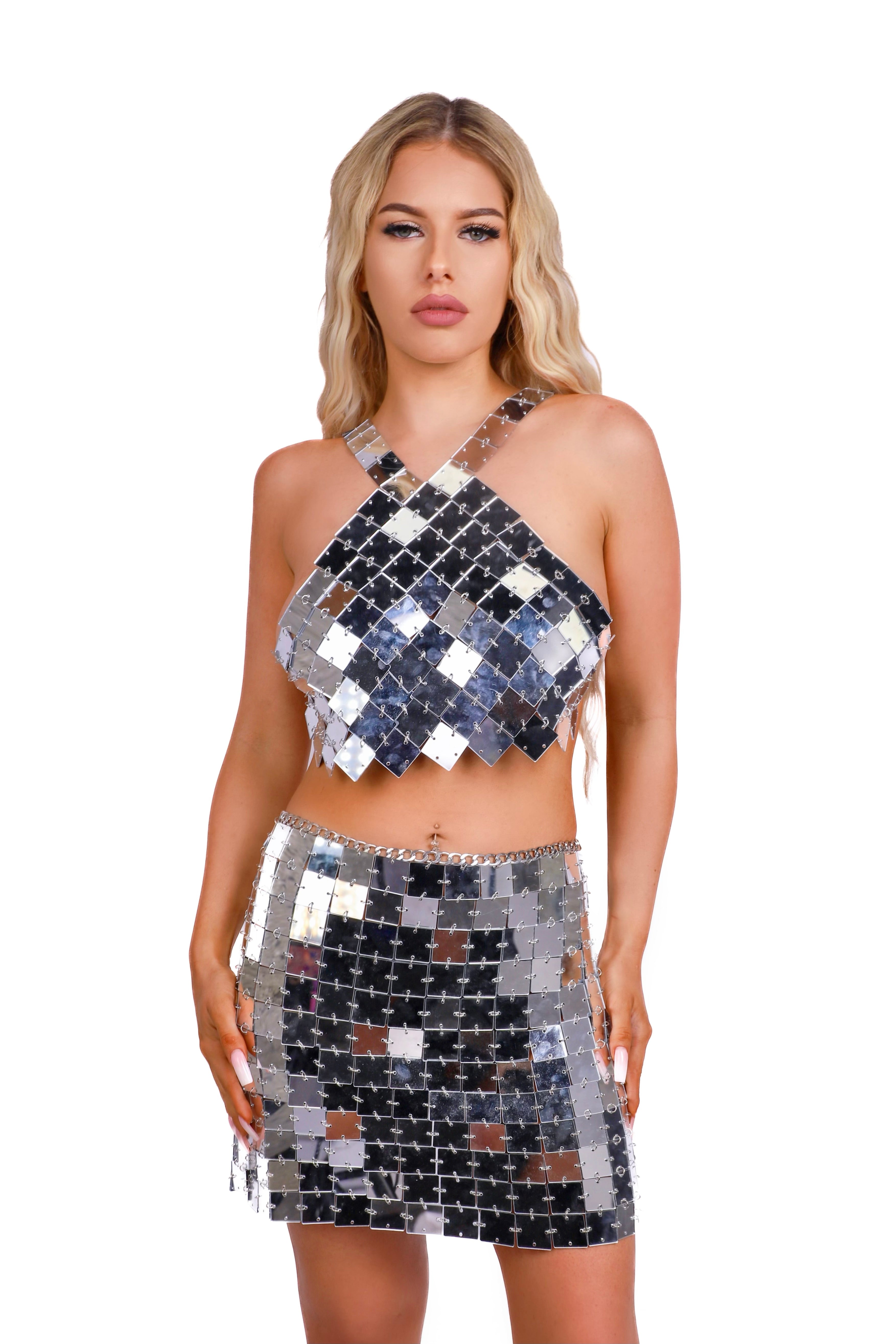 Silver Prism Disco Mirror Set (2 pcs)