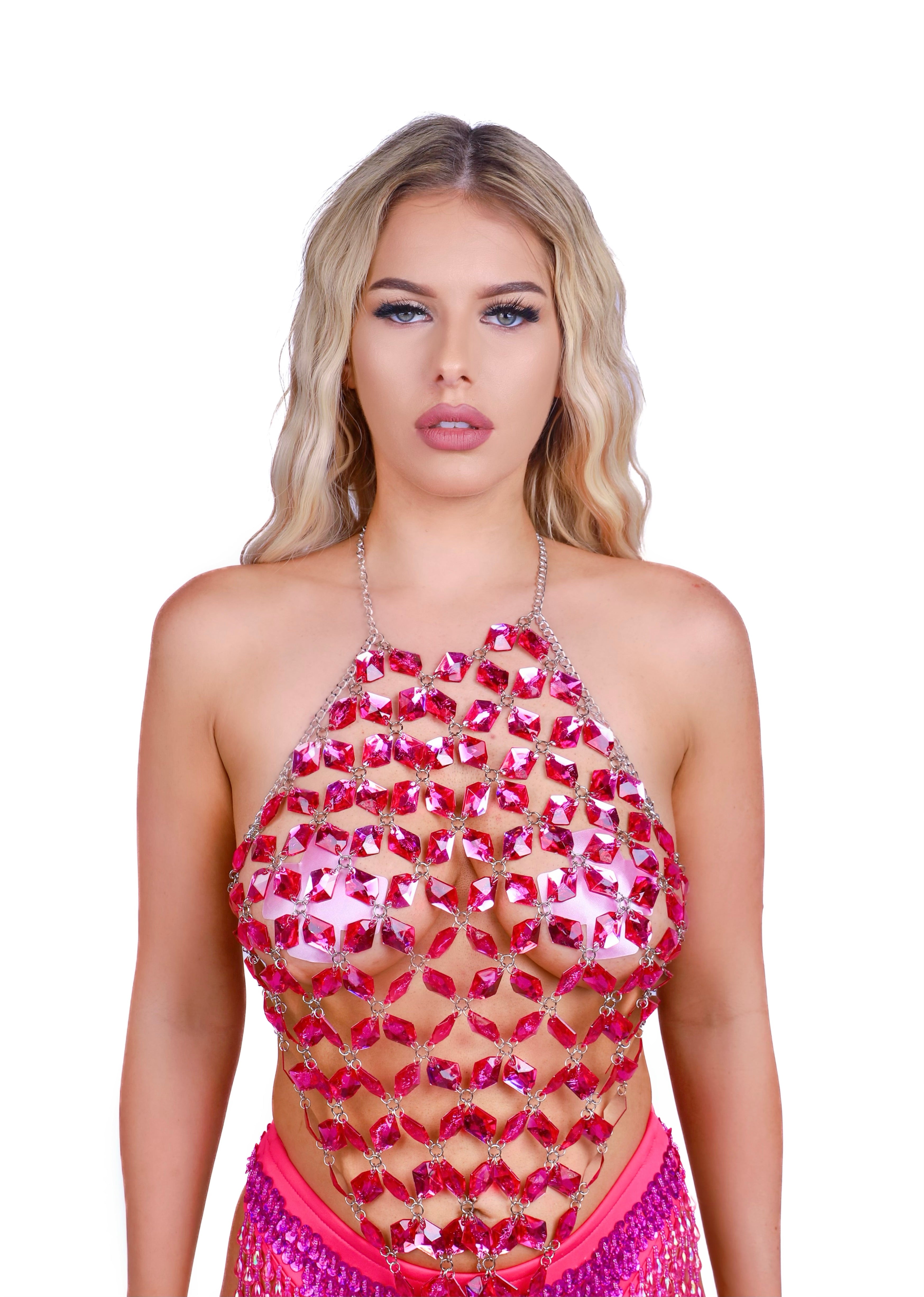 Rose Pink Goddess Gem Jewelry Top