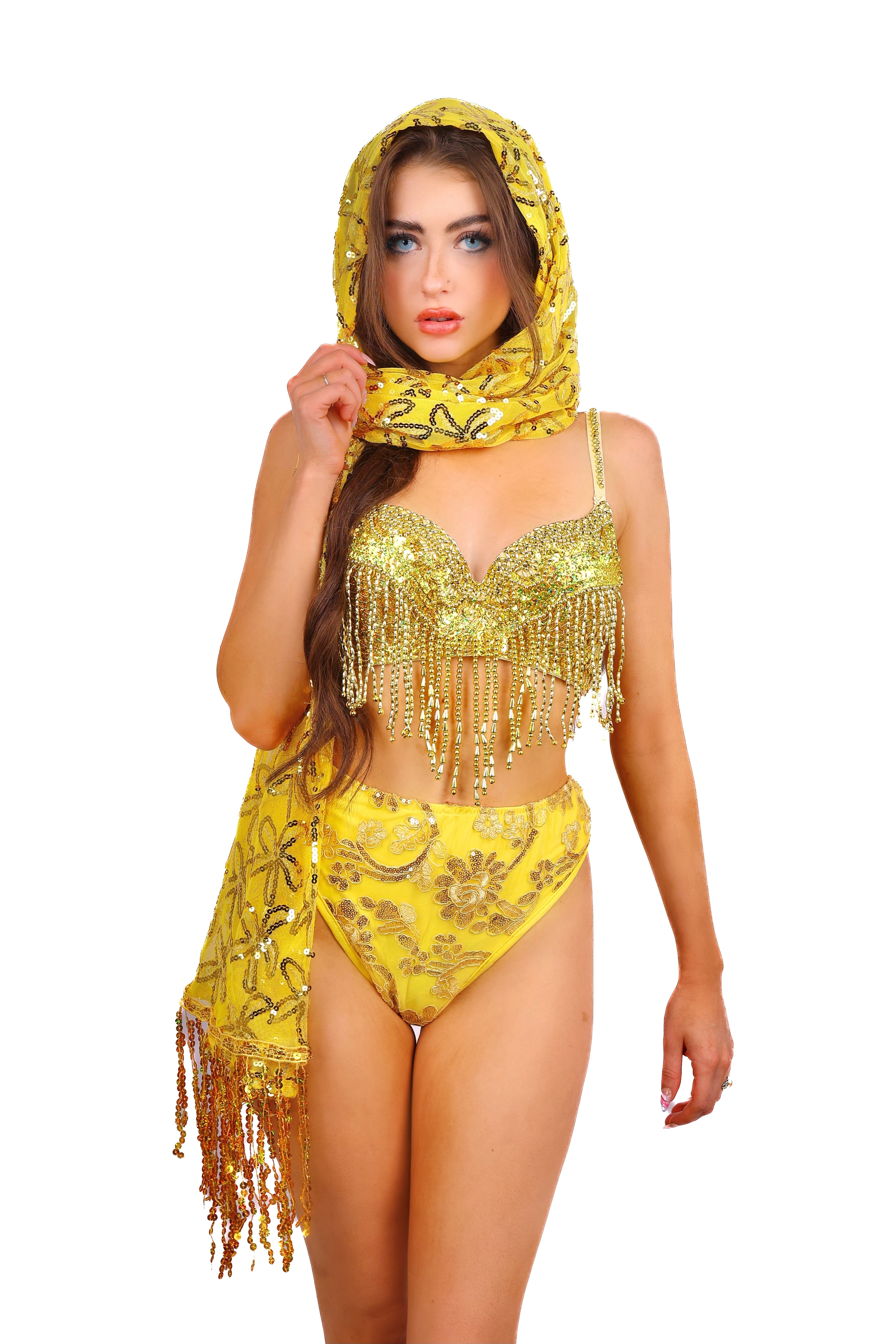 FULL OUTFIT- Gold Fantasy Goddess (3 pcs)