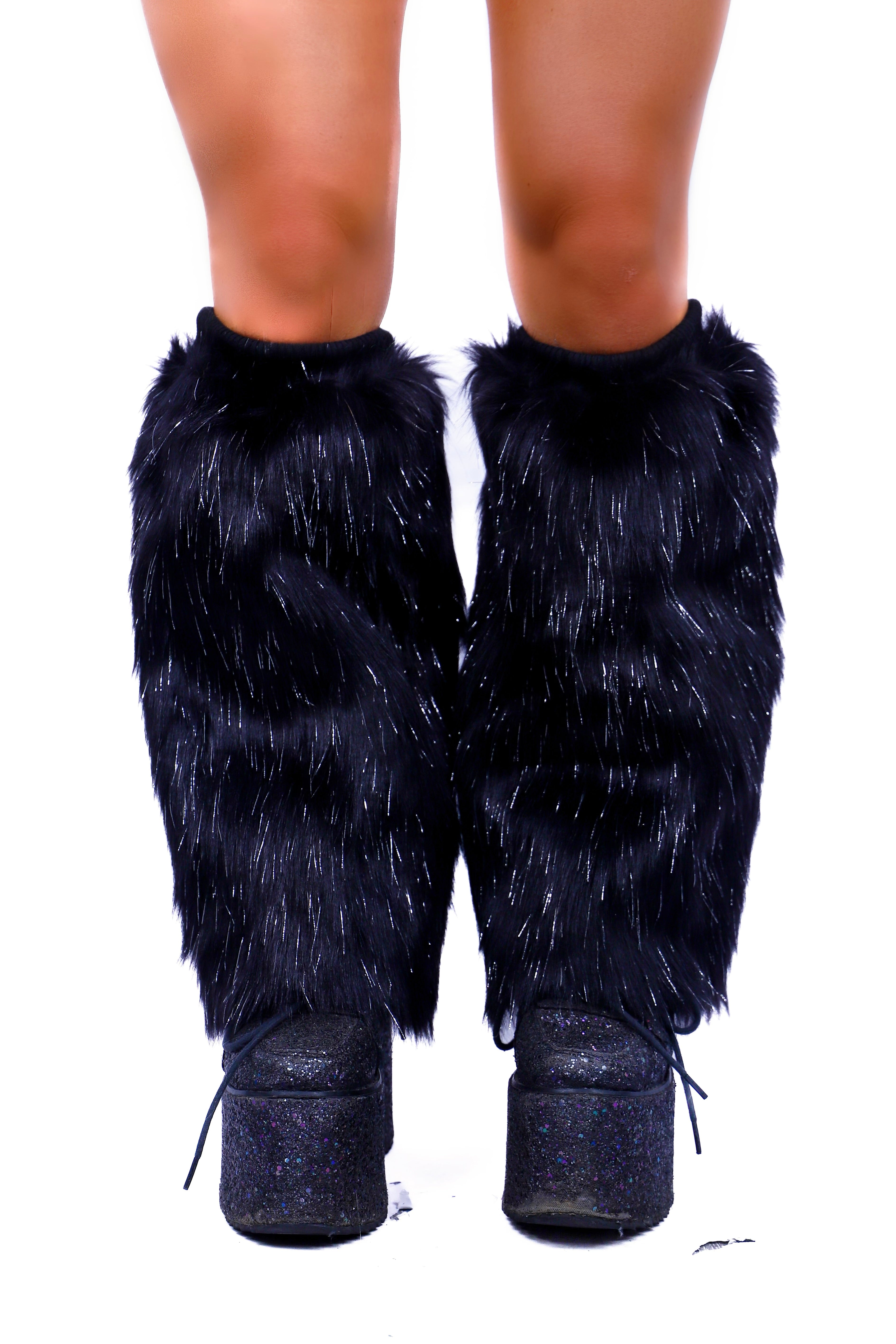 Black Fuzzy Leg Warmers