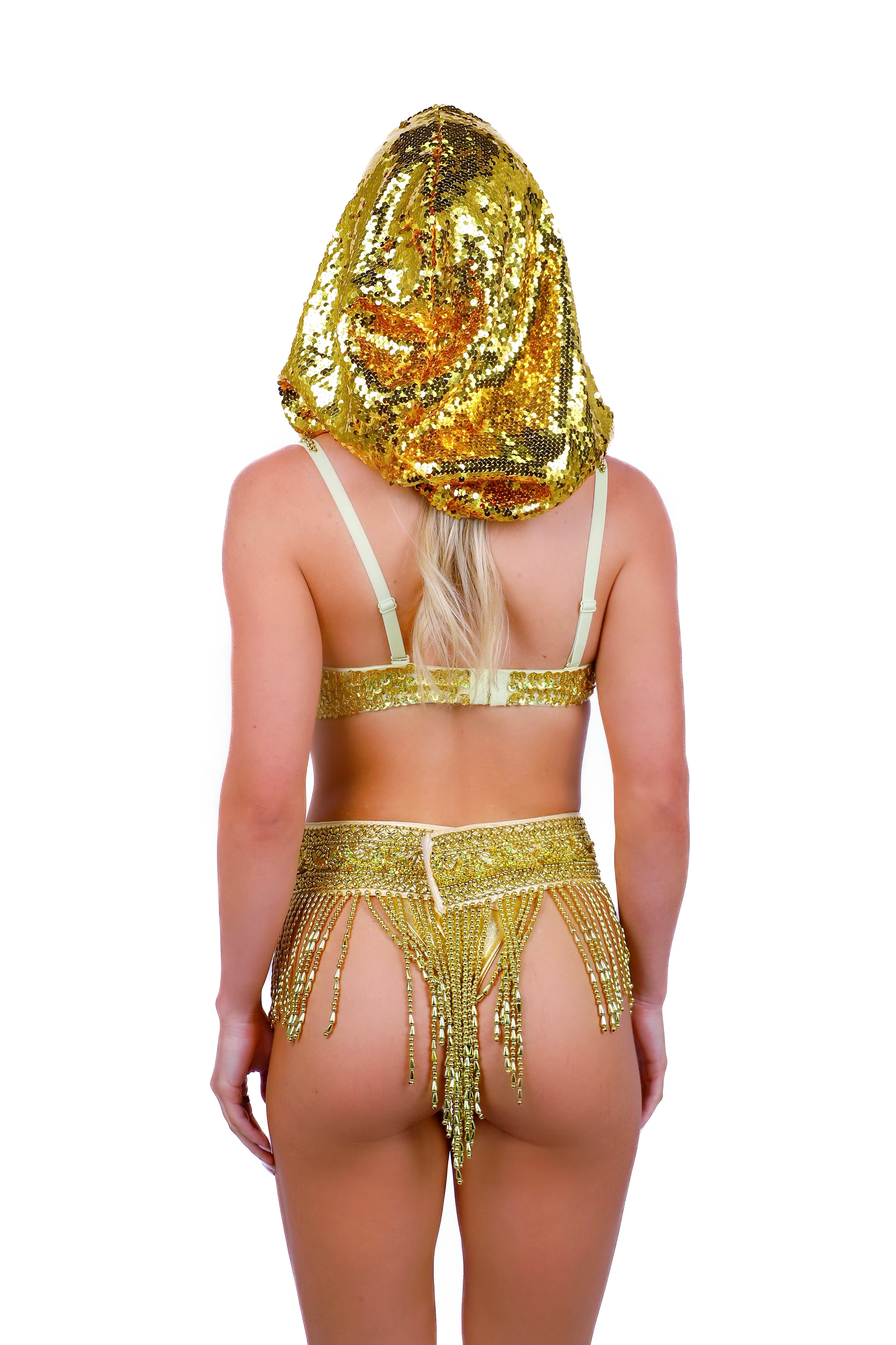 Gold Sunrise Sequin Hood