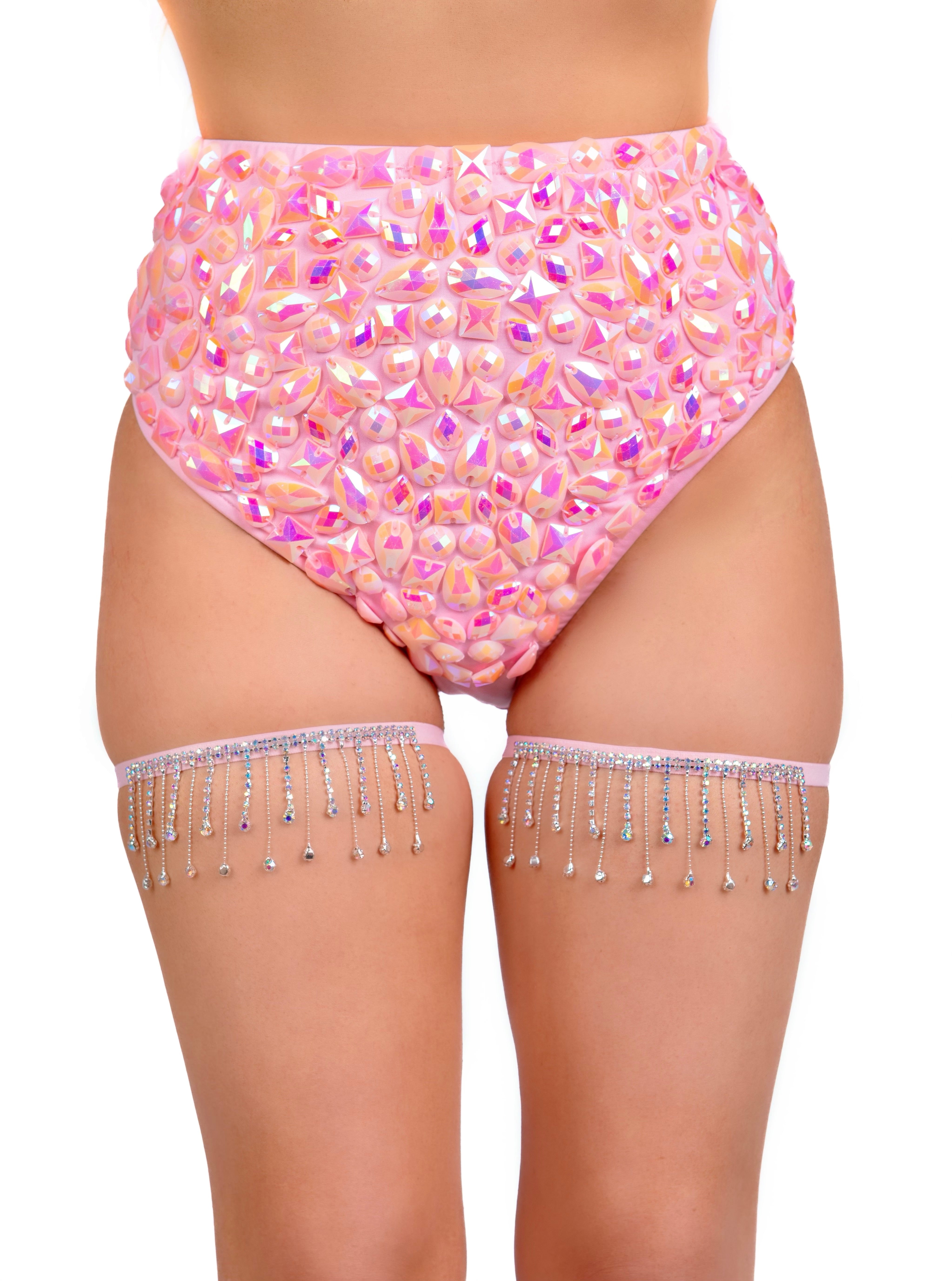 Pink Rhinestone Leg Wrap Pair (2 pcs)