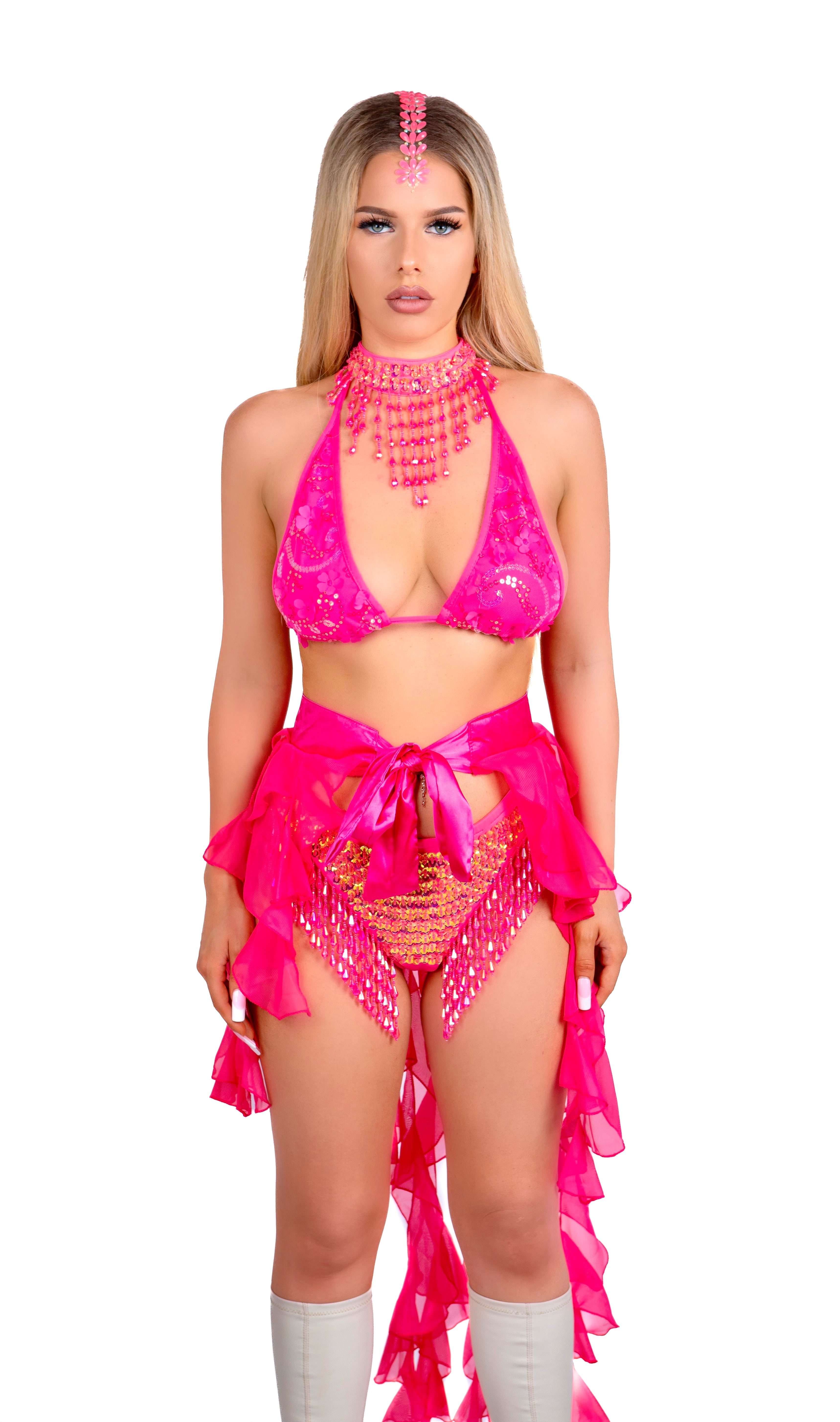 FULL OUTFIT- Rose Pink Sequin Princess (5 pcs)