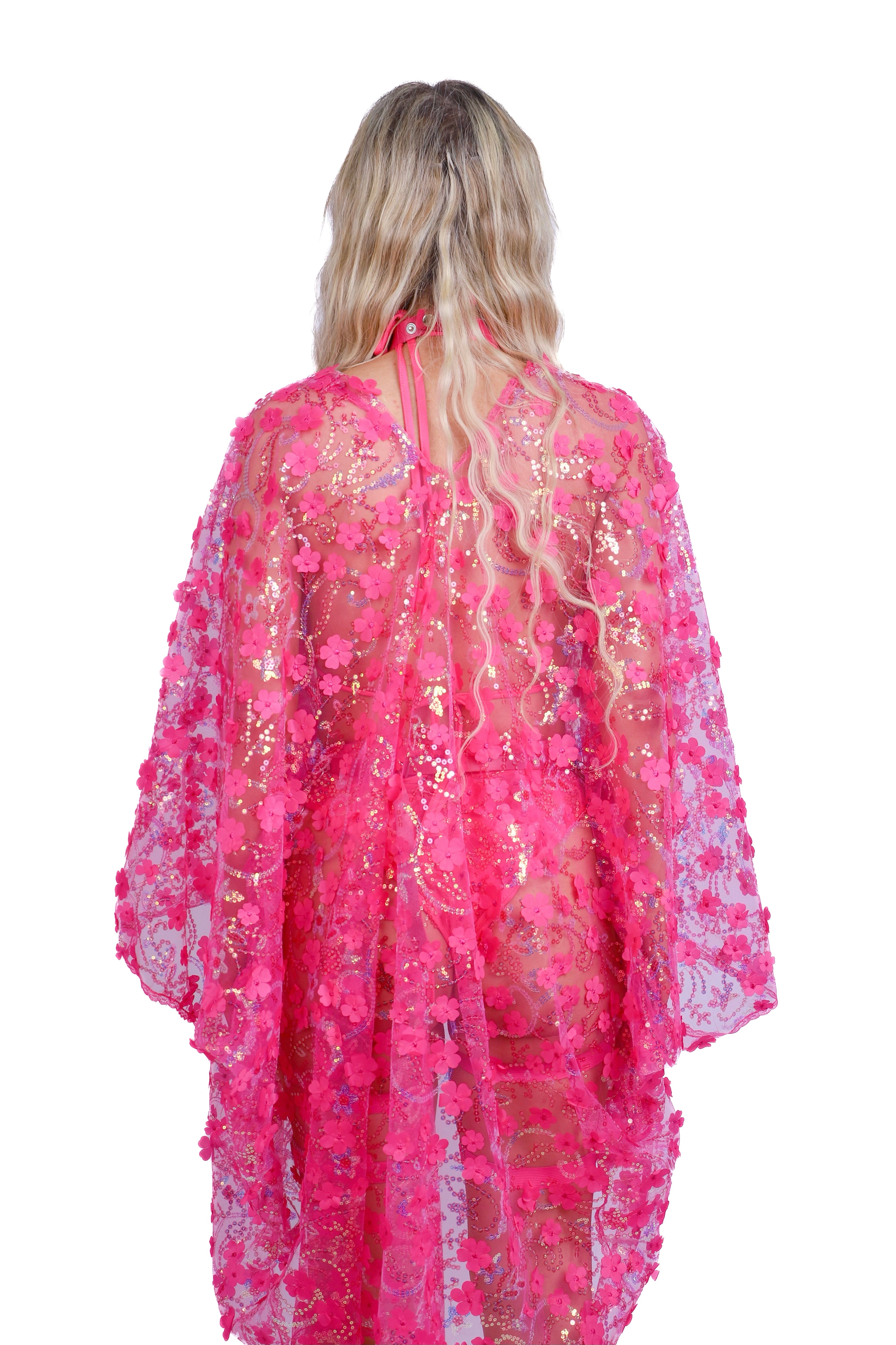 3D Blossom Kimono- Rose Pink