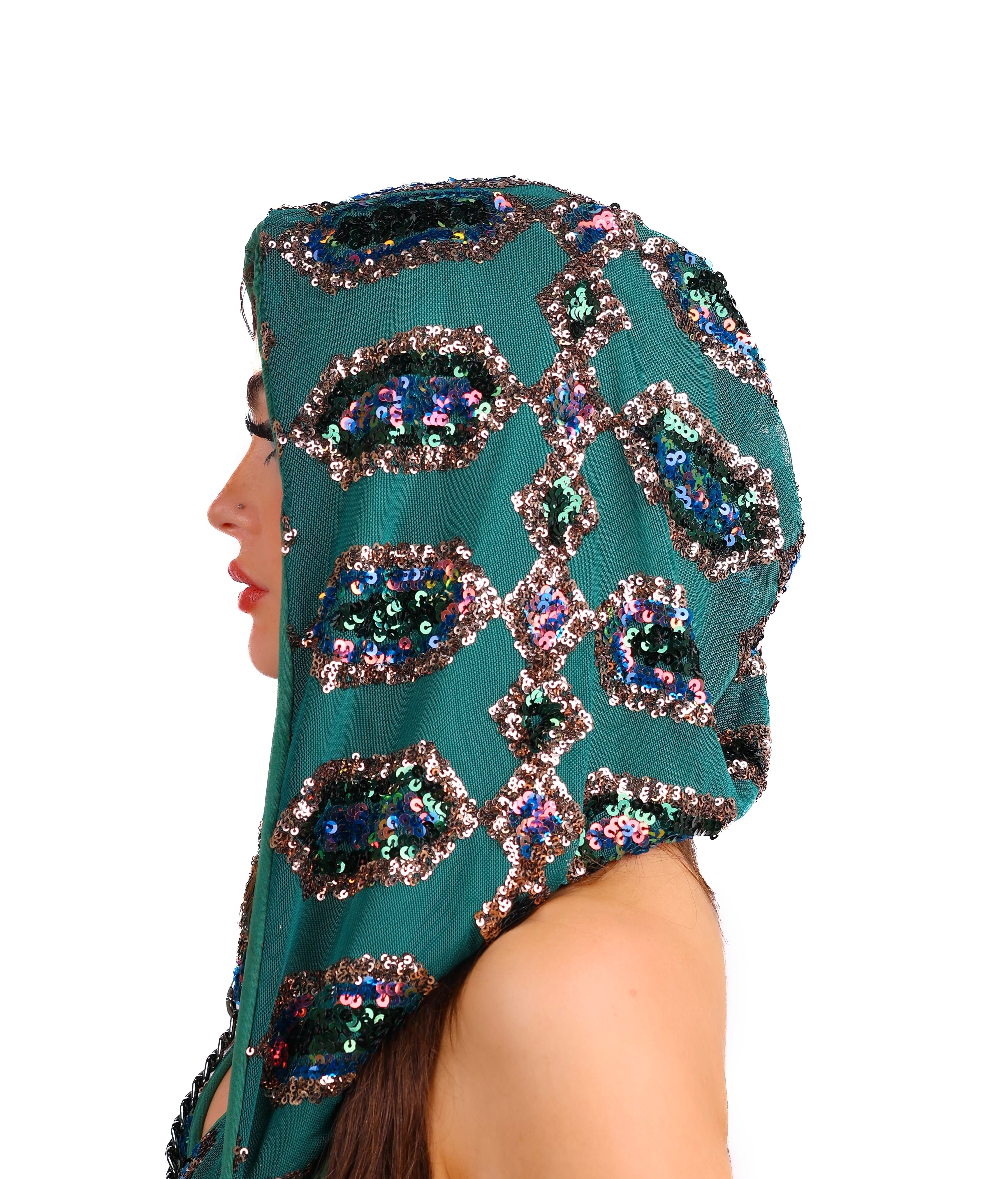 Emerald Jade Cosmic Sequin Hood