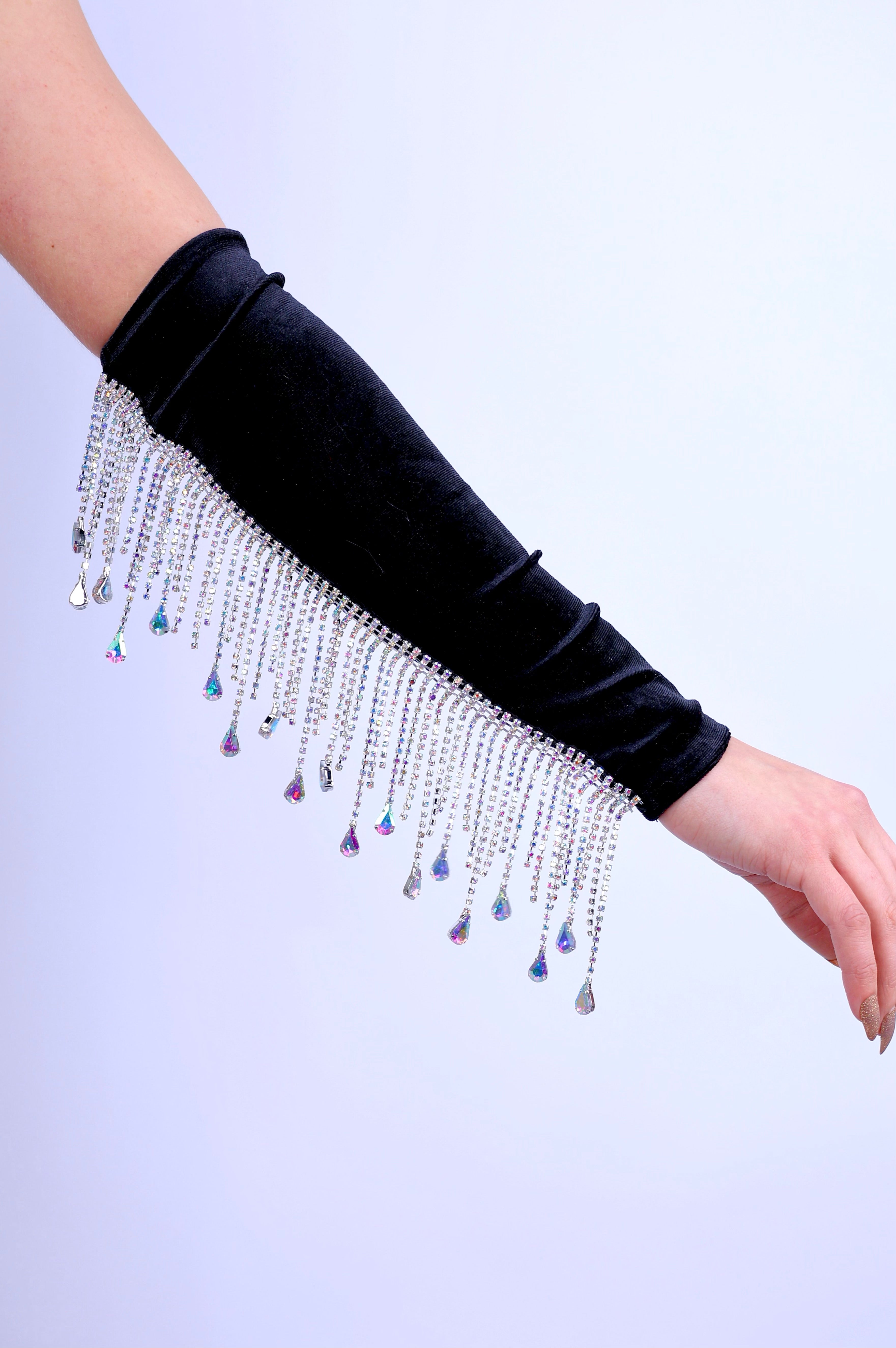 Black Rhinestone Arm Sleeves