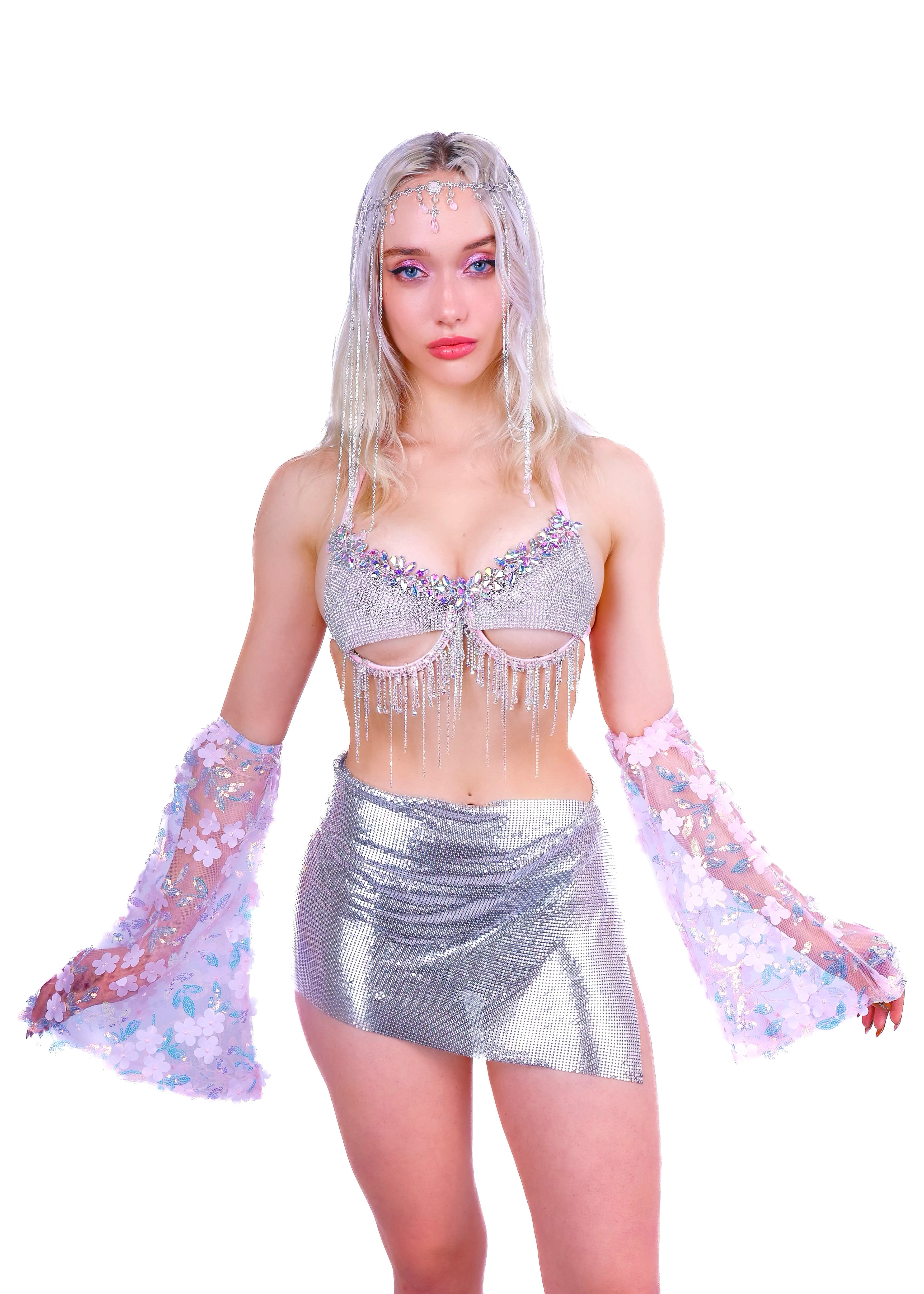 FULL OUTFIT- Pink Rhinestone Goddess Nymph (4 pcs)