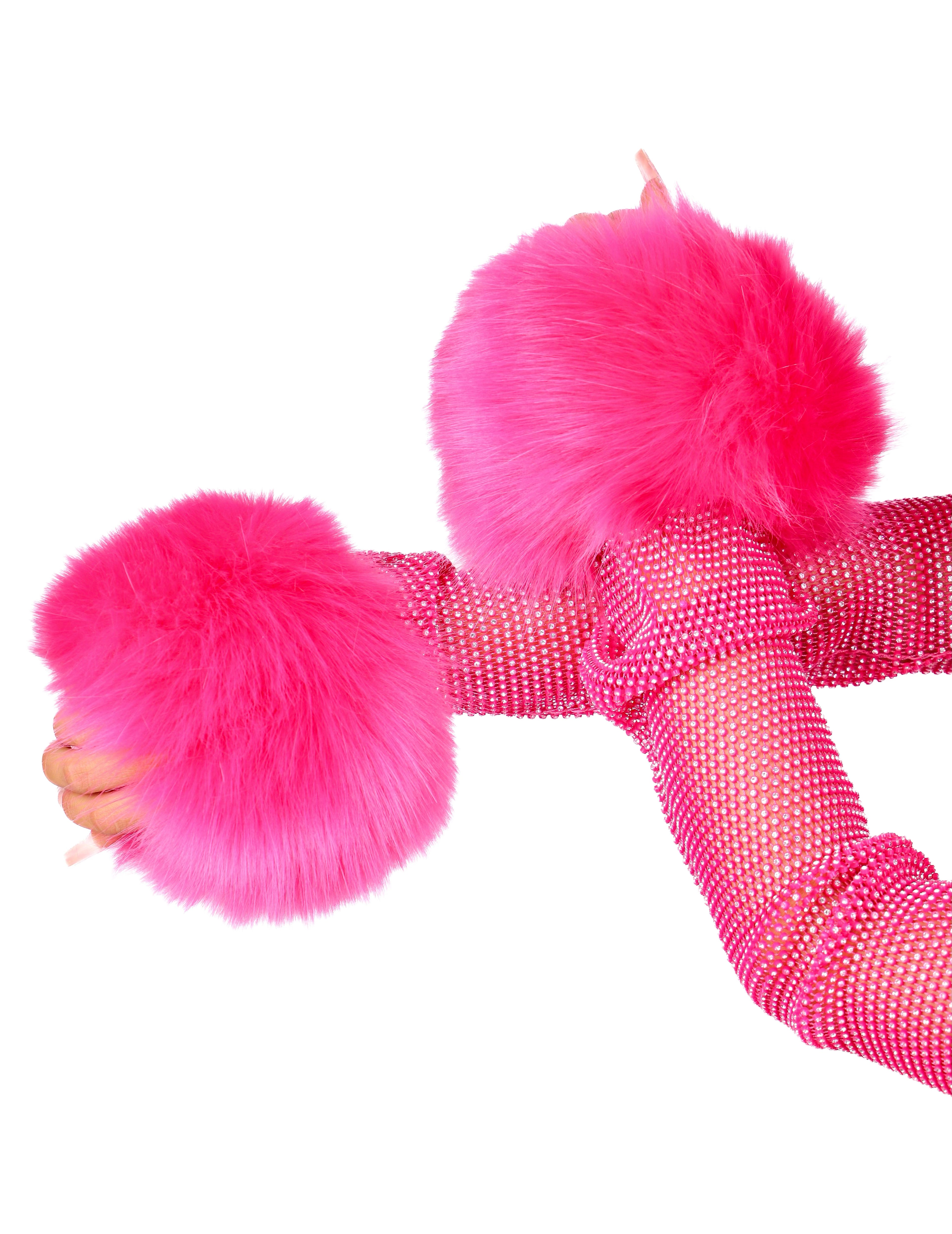 Fuzzy Hot Pink Wrist Cuffs