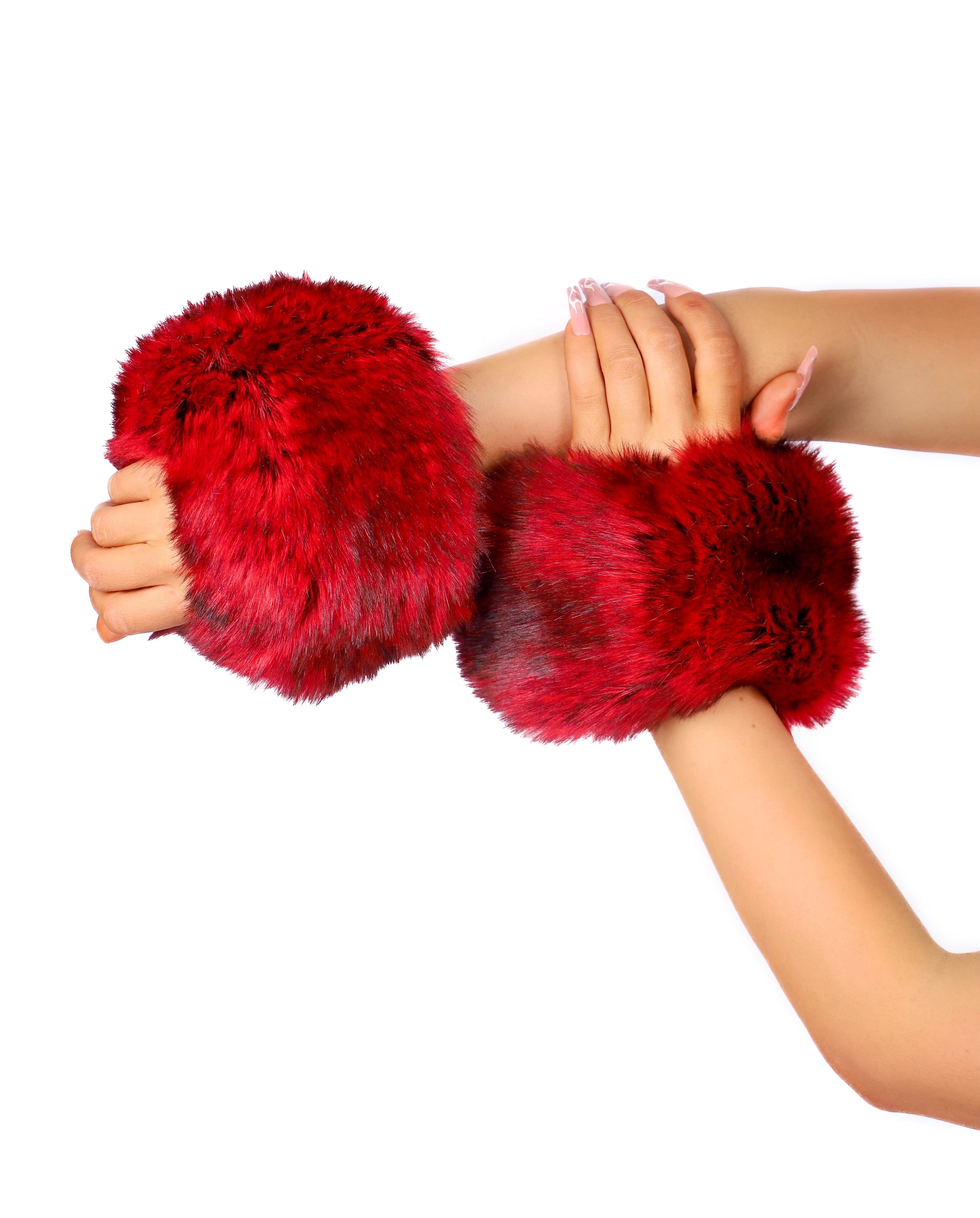 Fuzzy Amber Wrist Cuffs