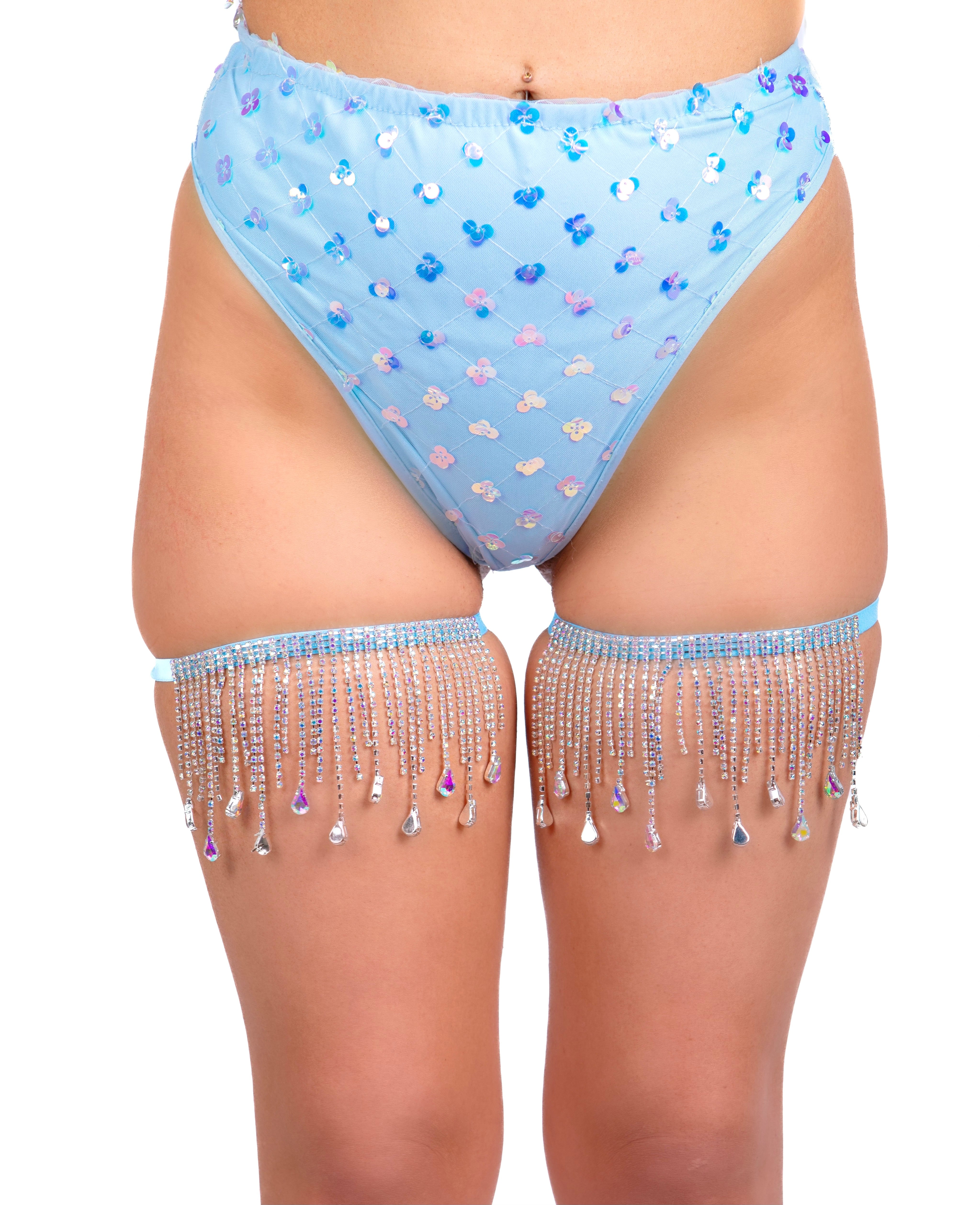 Baby Blue AB Rhinestone Leg Wrap Pair (2 pcs)