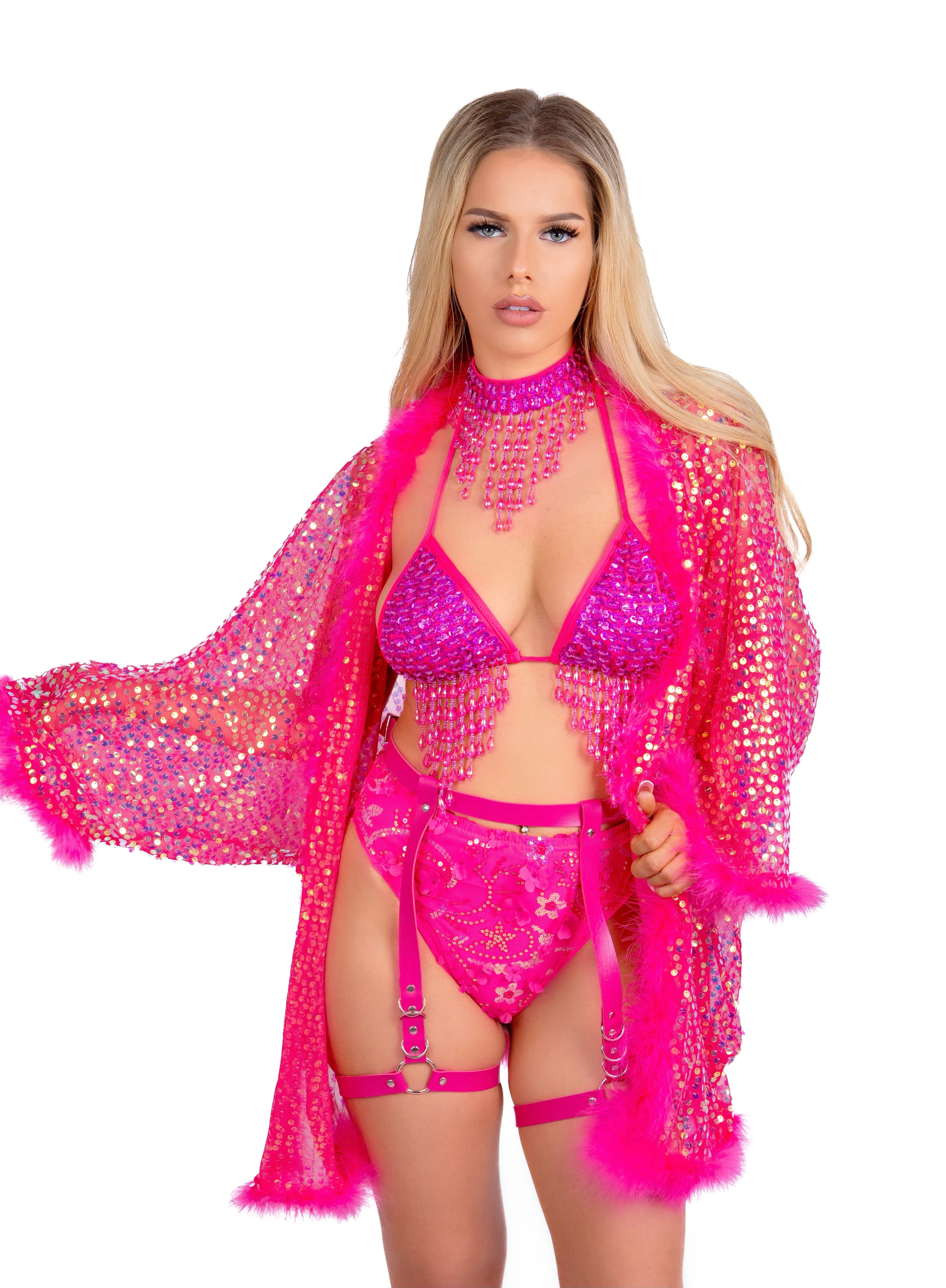 FULL OUTFIT- Rose Pink Sequin Diva (5 pcs)