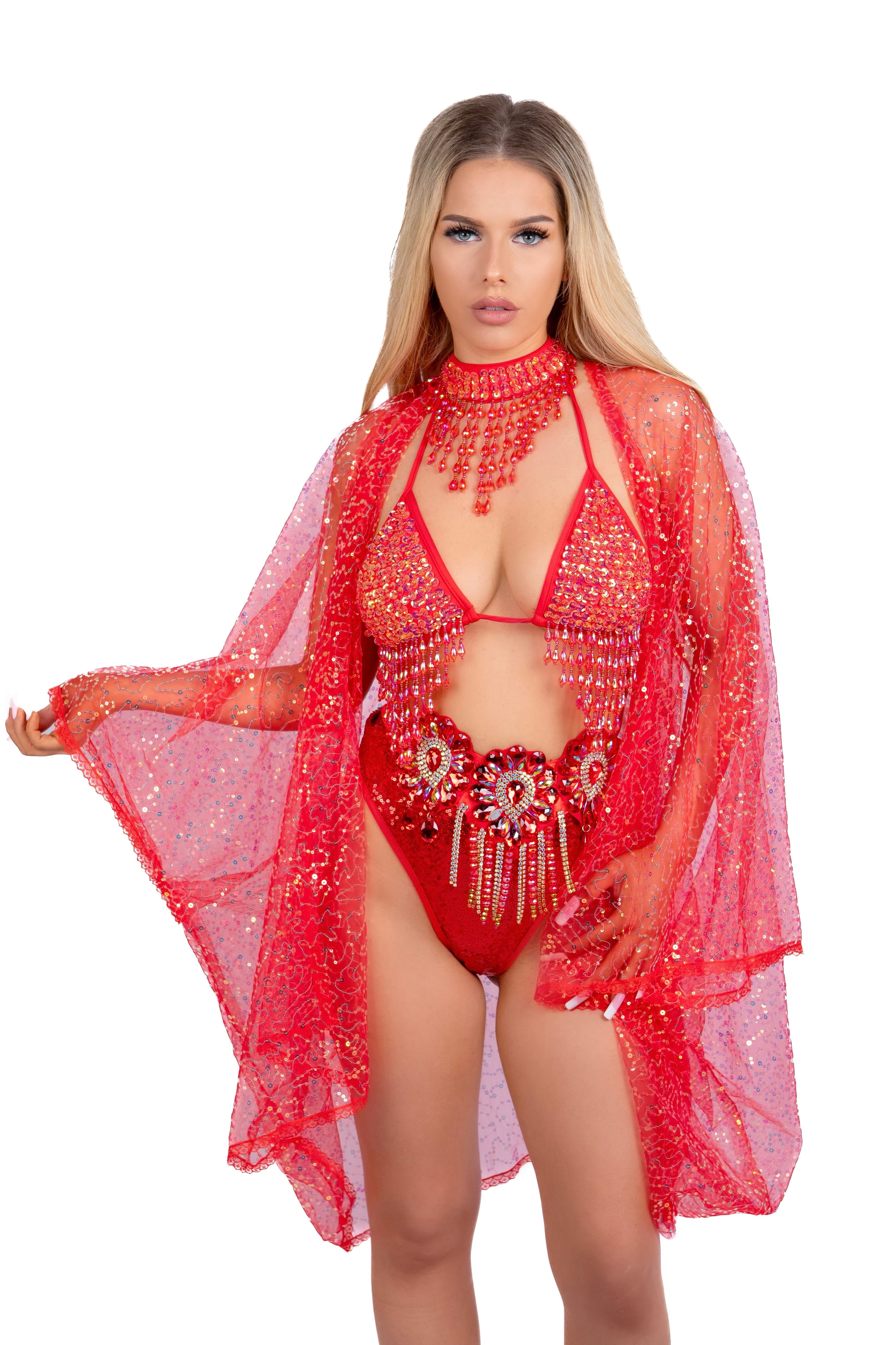 Sequin Kimono- Ruby Sparkle