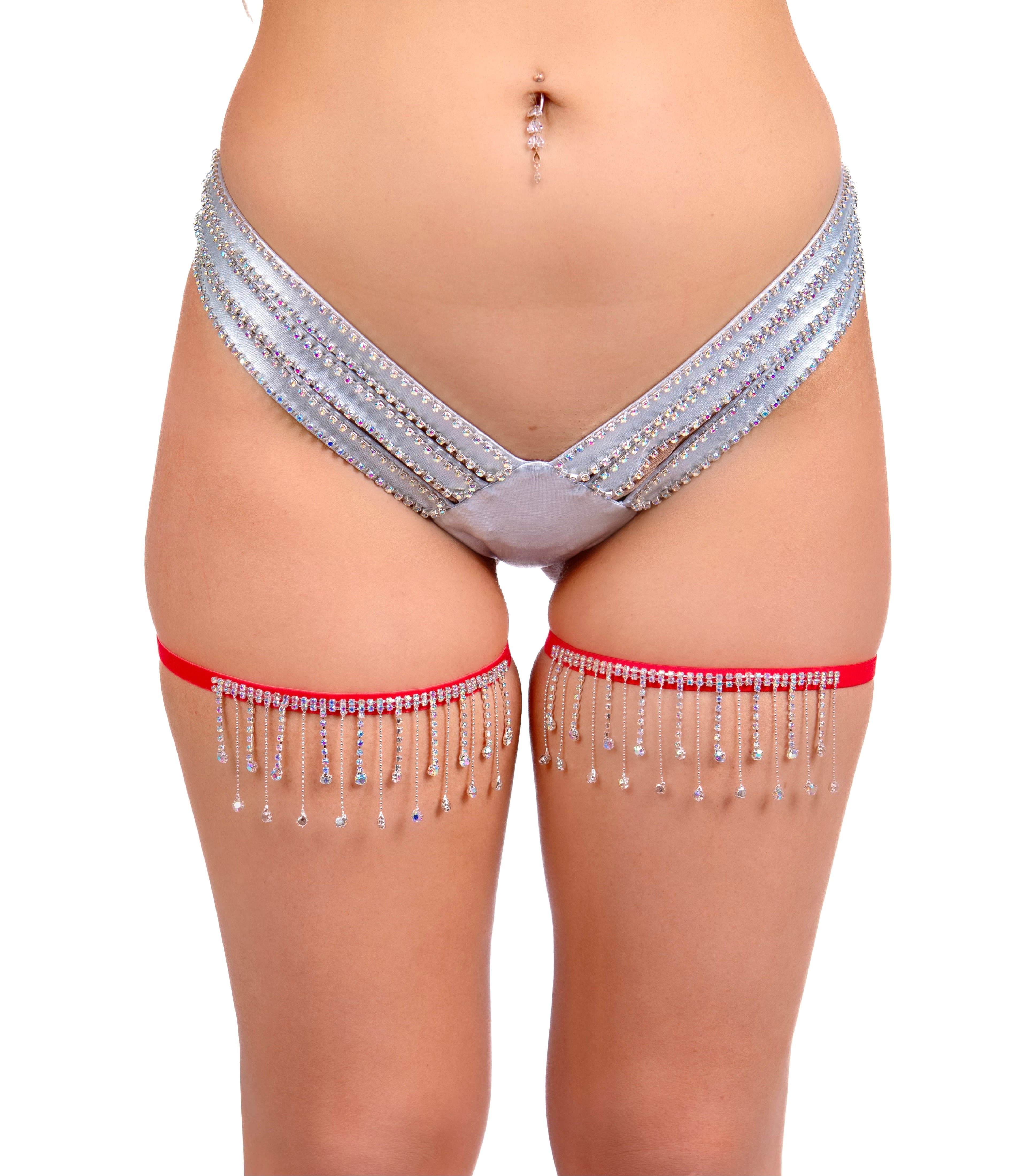 Red Rhinestone Leg Wrap Pair (2 pcs)