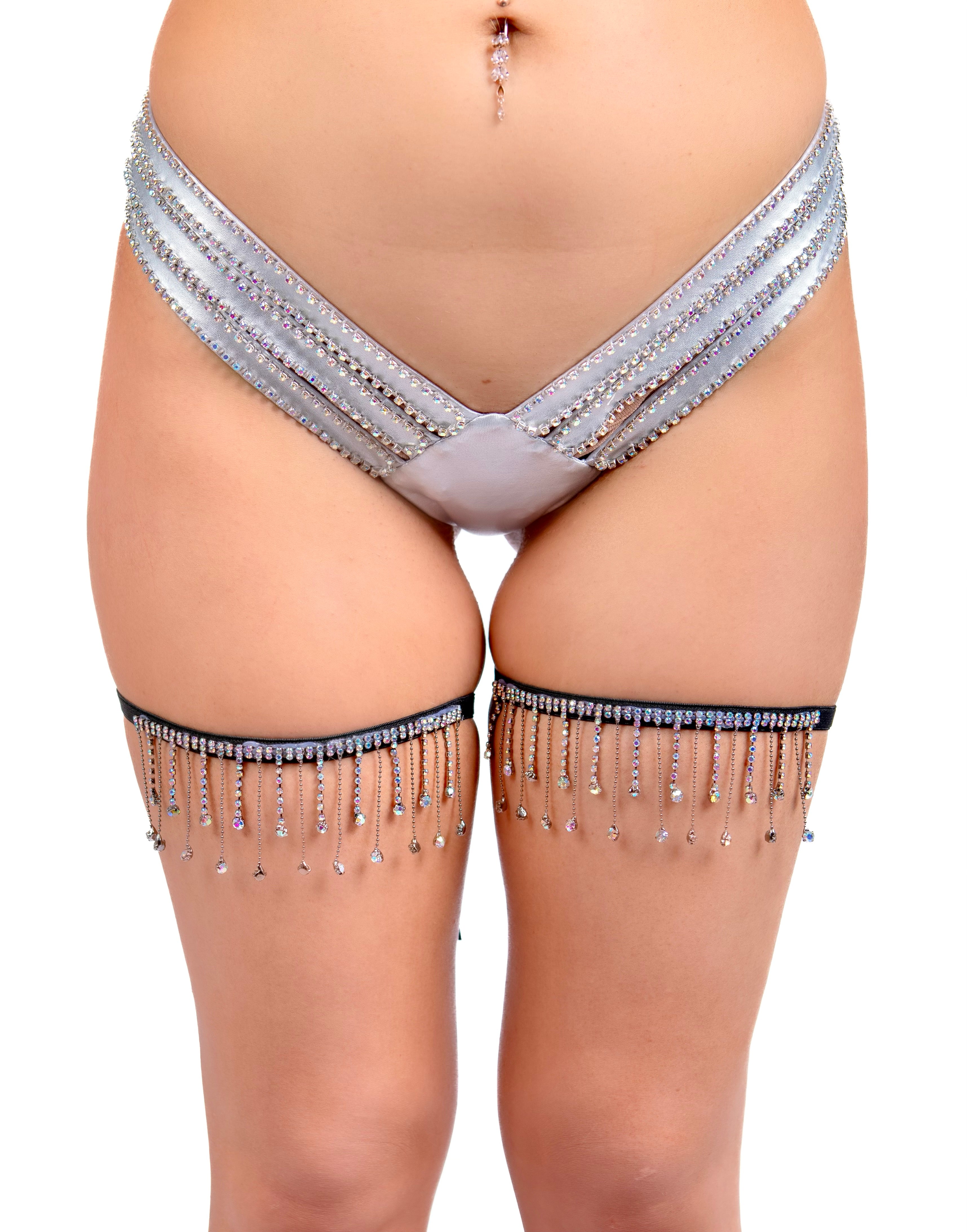 Black Rhinestone Leg Wrap Pair (2 pcs)