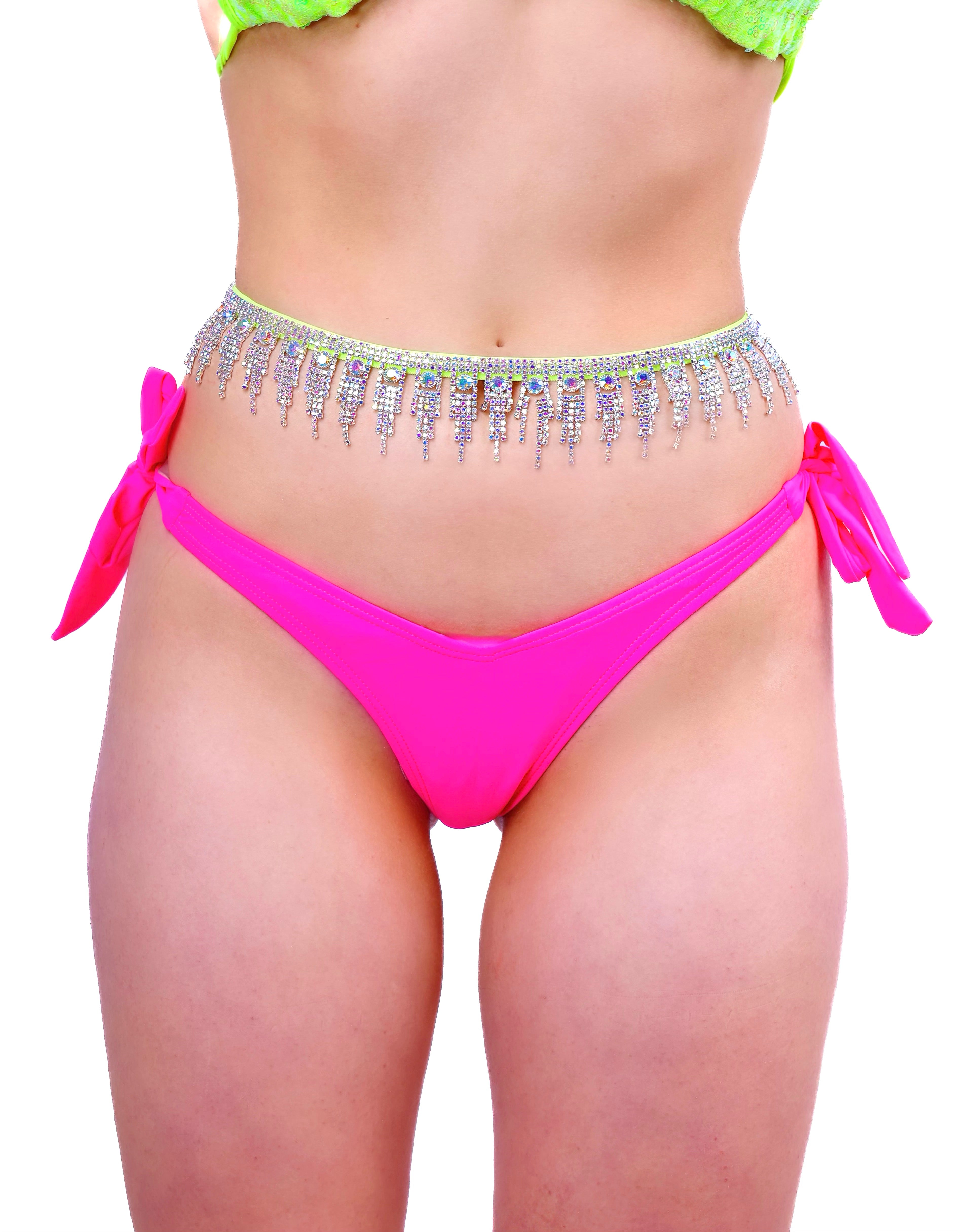 Neon Green AB Rhinestone Carnival Belt