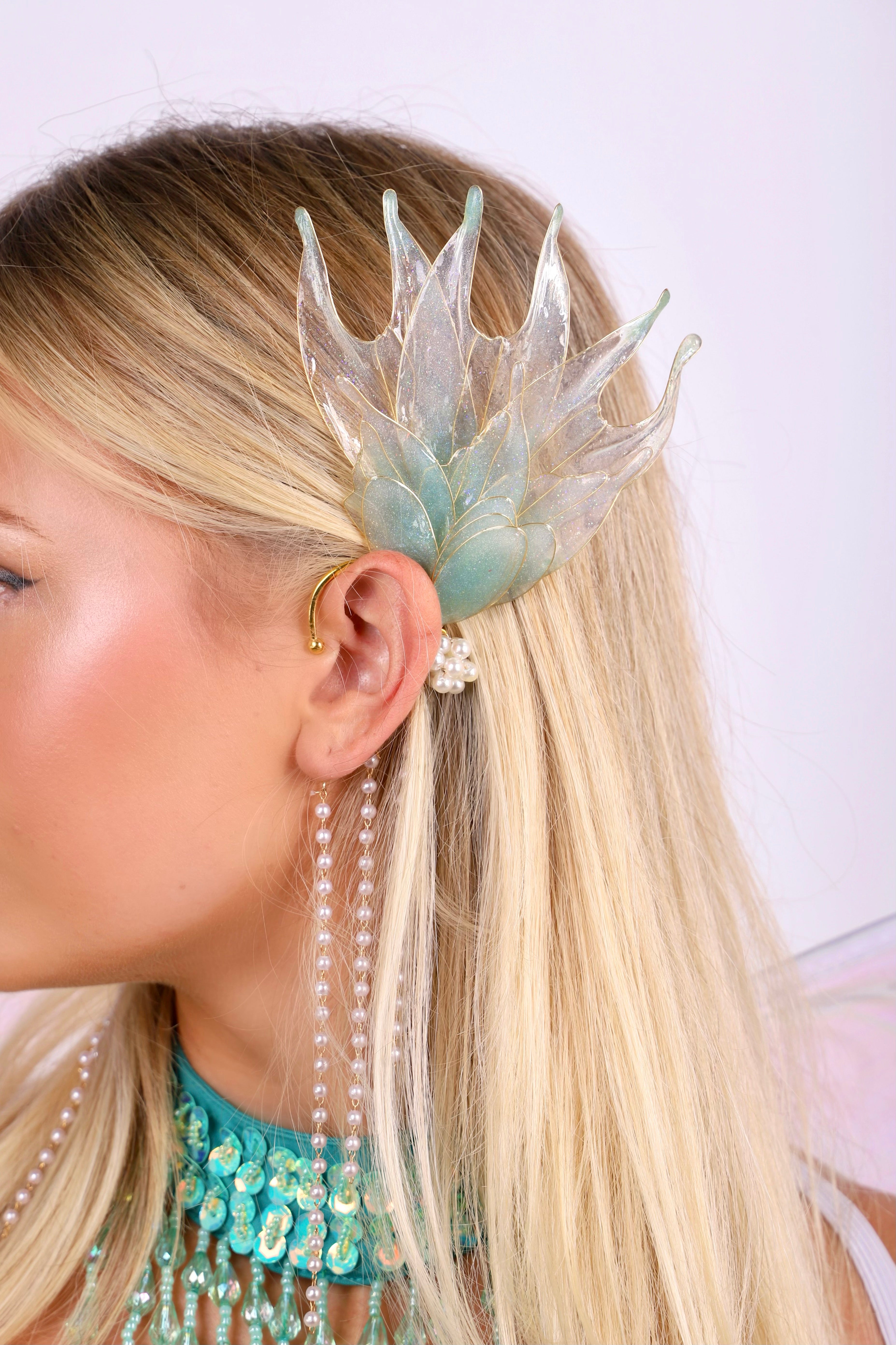 Aqua Aerial Butterfly Ear Cuff (1 pc)