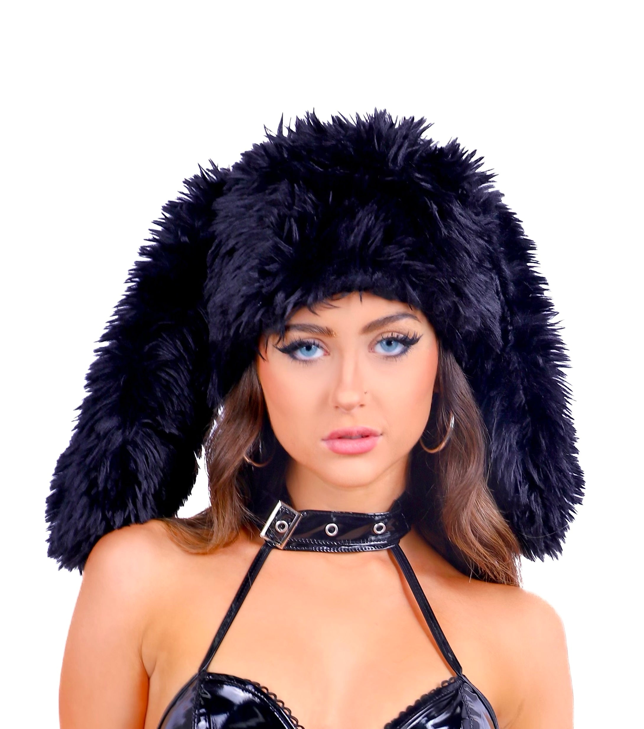 Black Fuzzy Bunny Hat