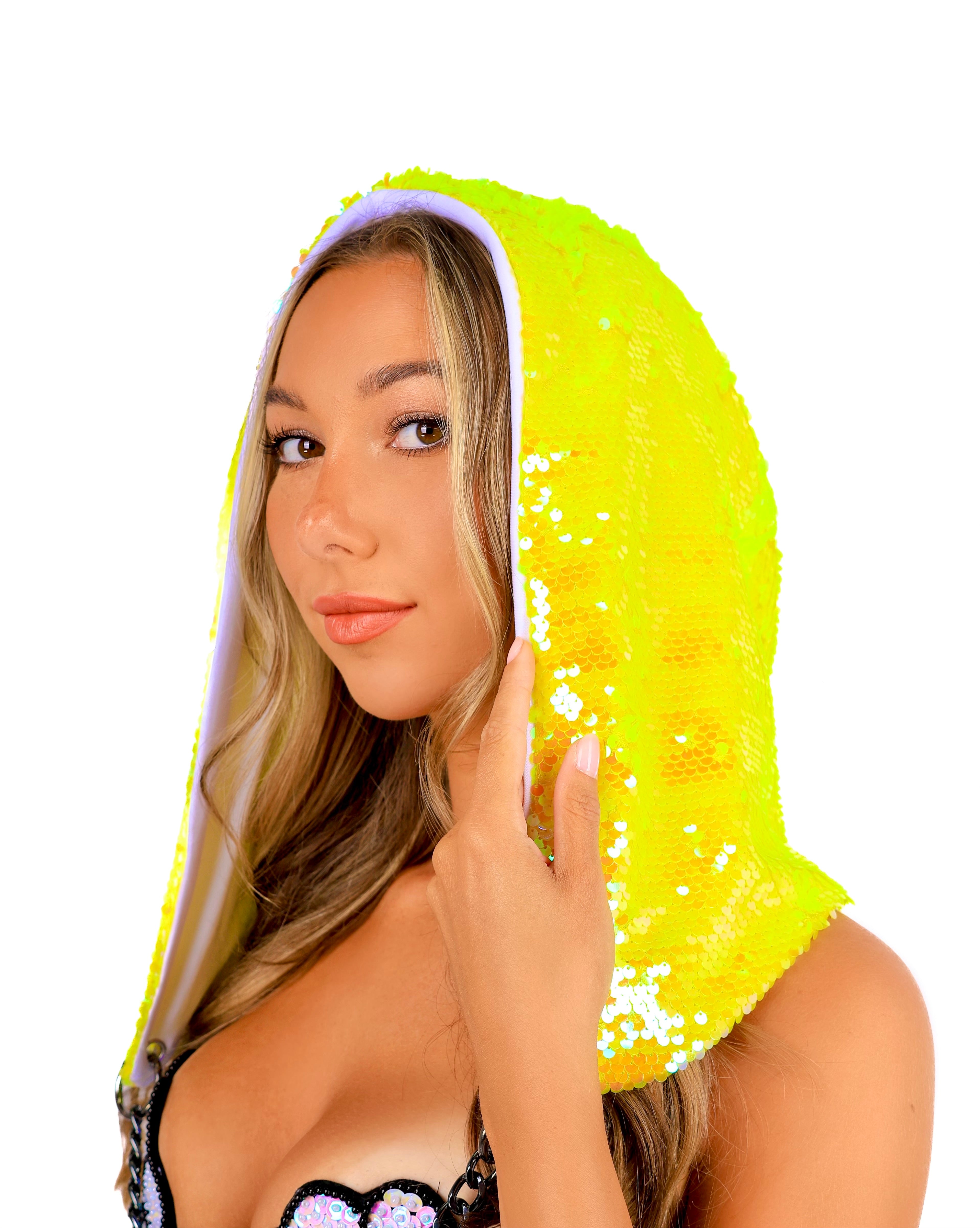 Yellow Lilly Sequin Hood