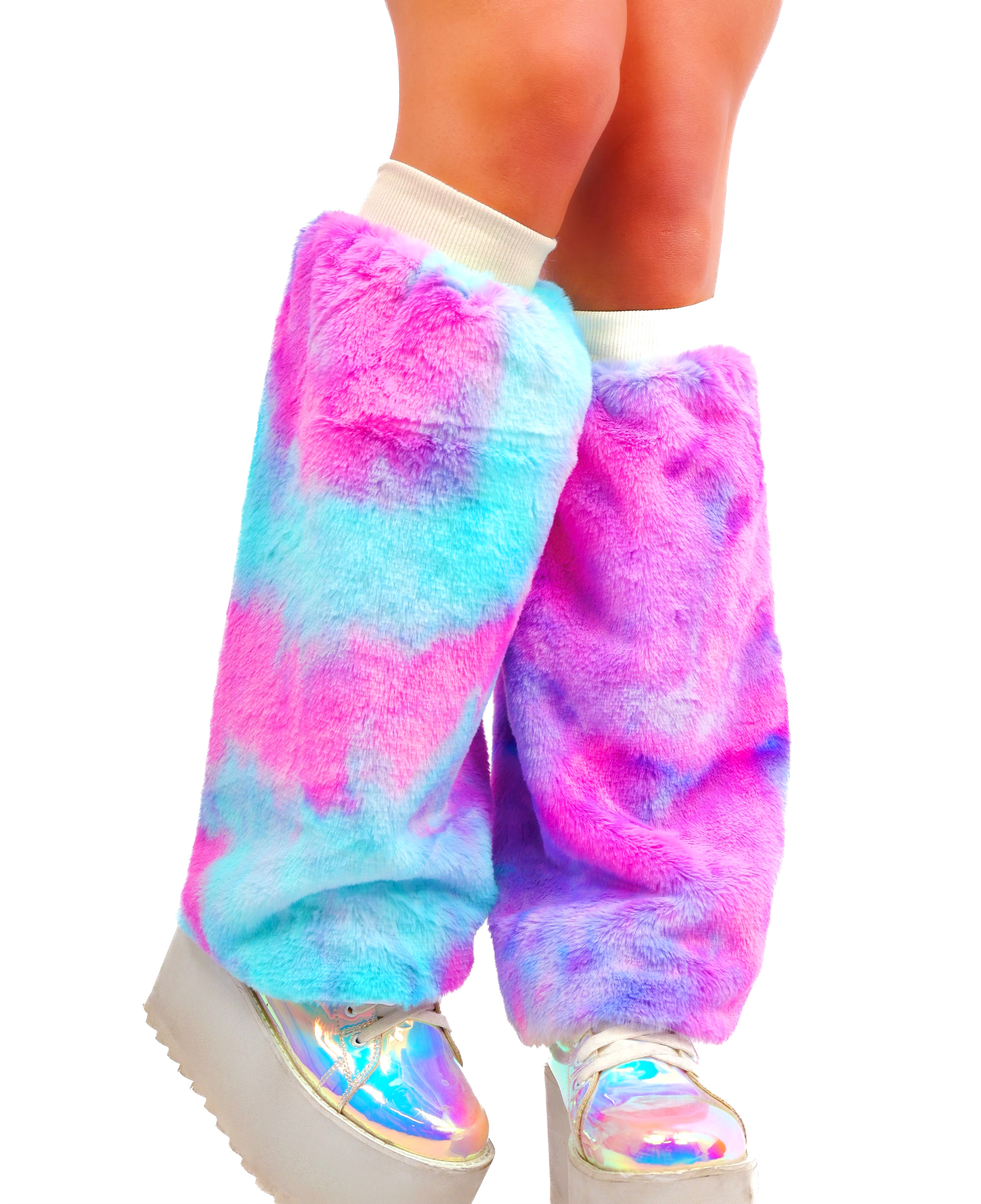 Purple Cosmos Fuzzy Leg Warmers