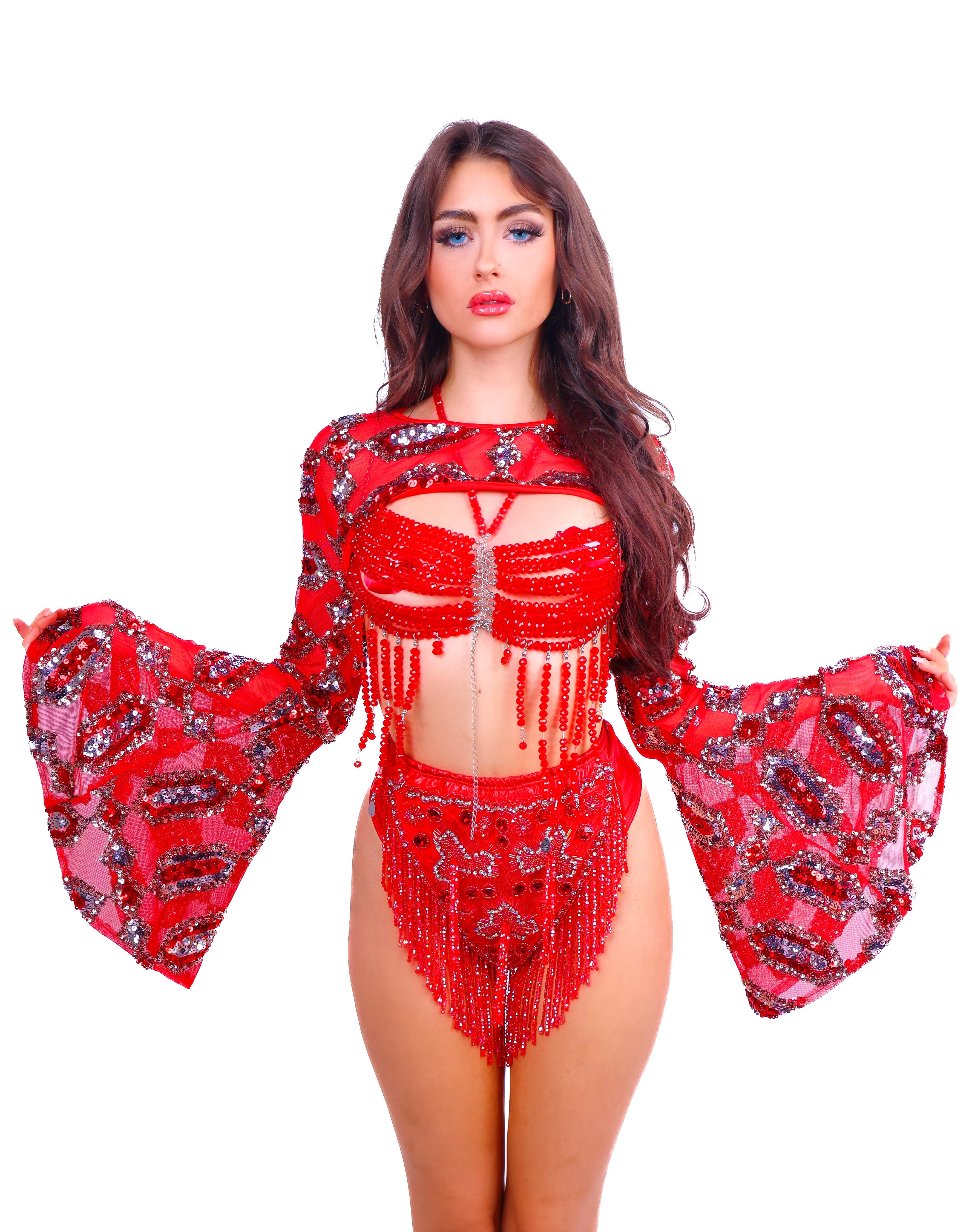 FULL OUTFIT- Ruby Embroidery Goddess (3 pcs)
