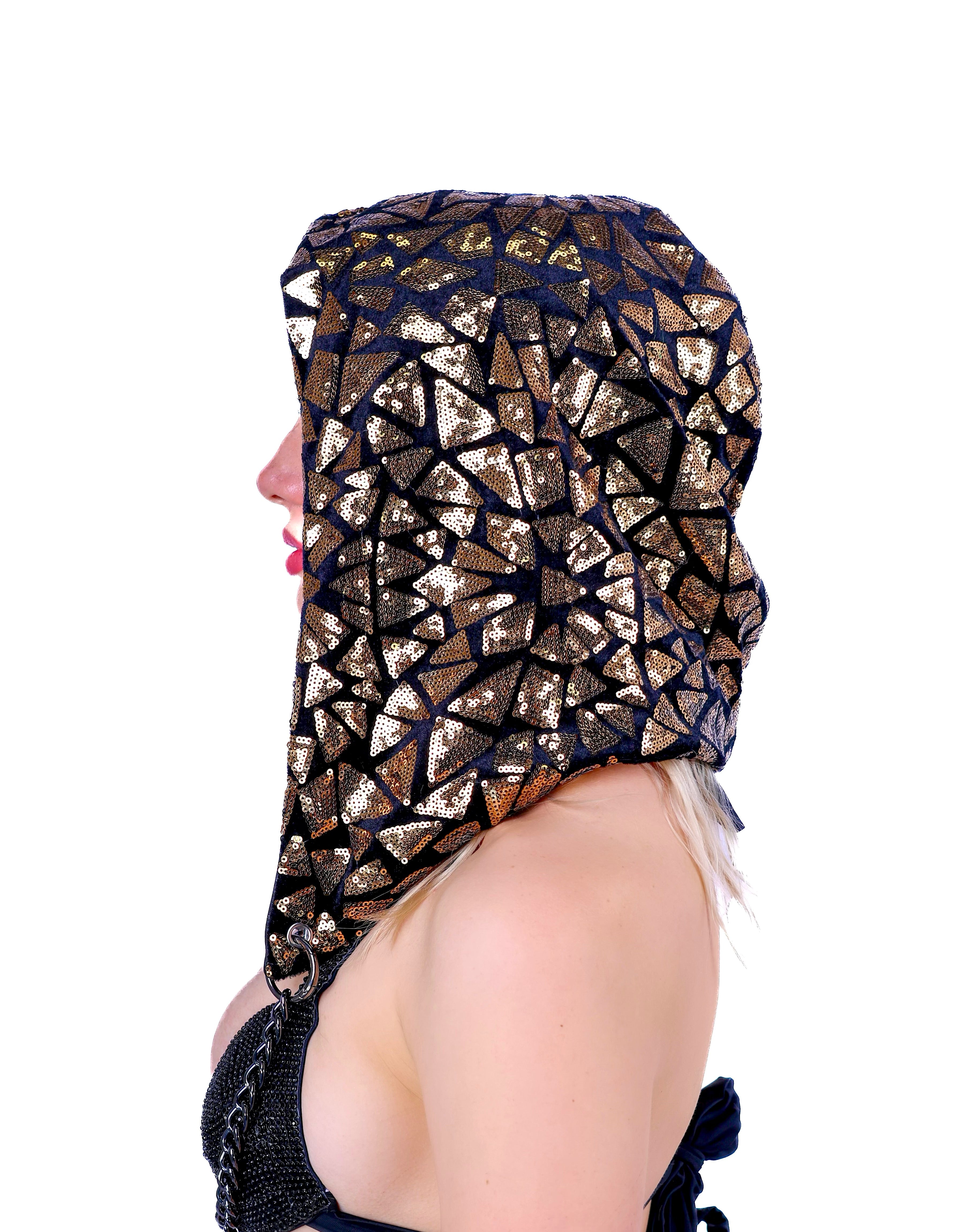 Gold/ Black Disco Aura Sequin Hood