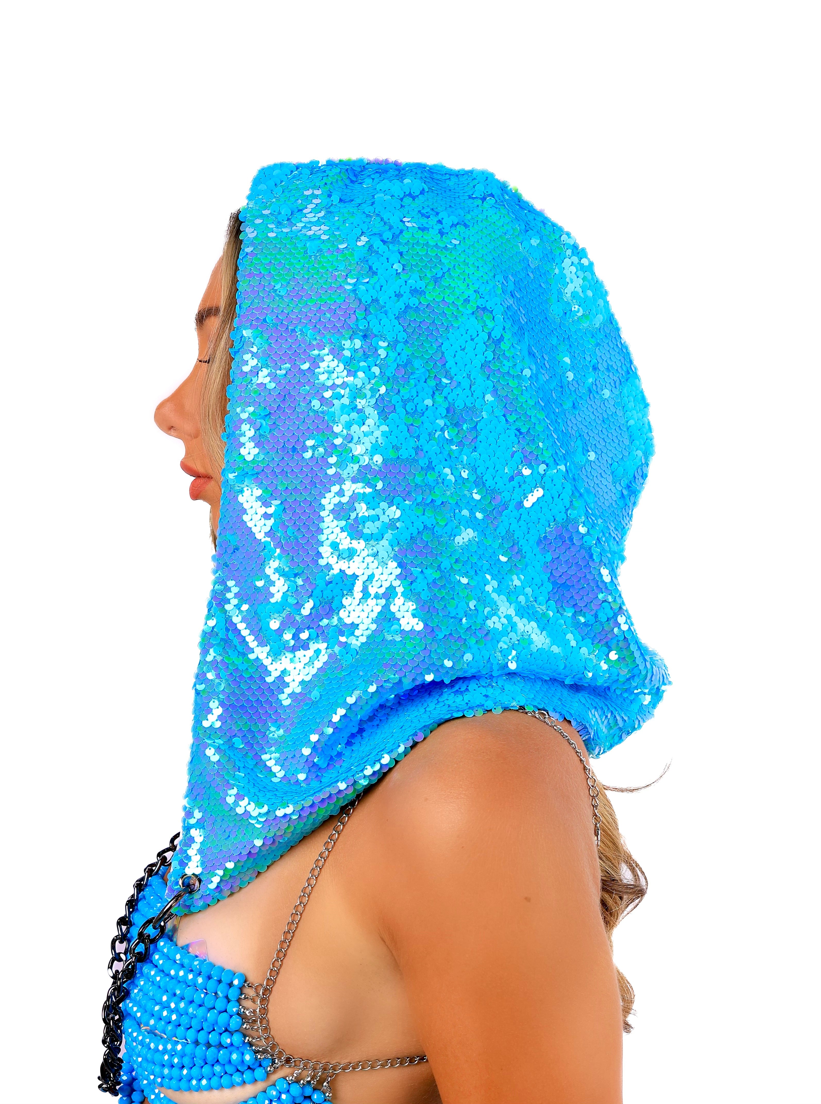 Sky Blue Sequin Hood