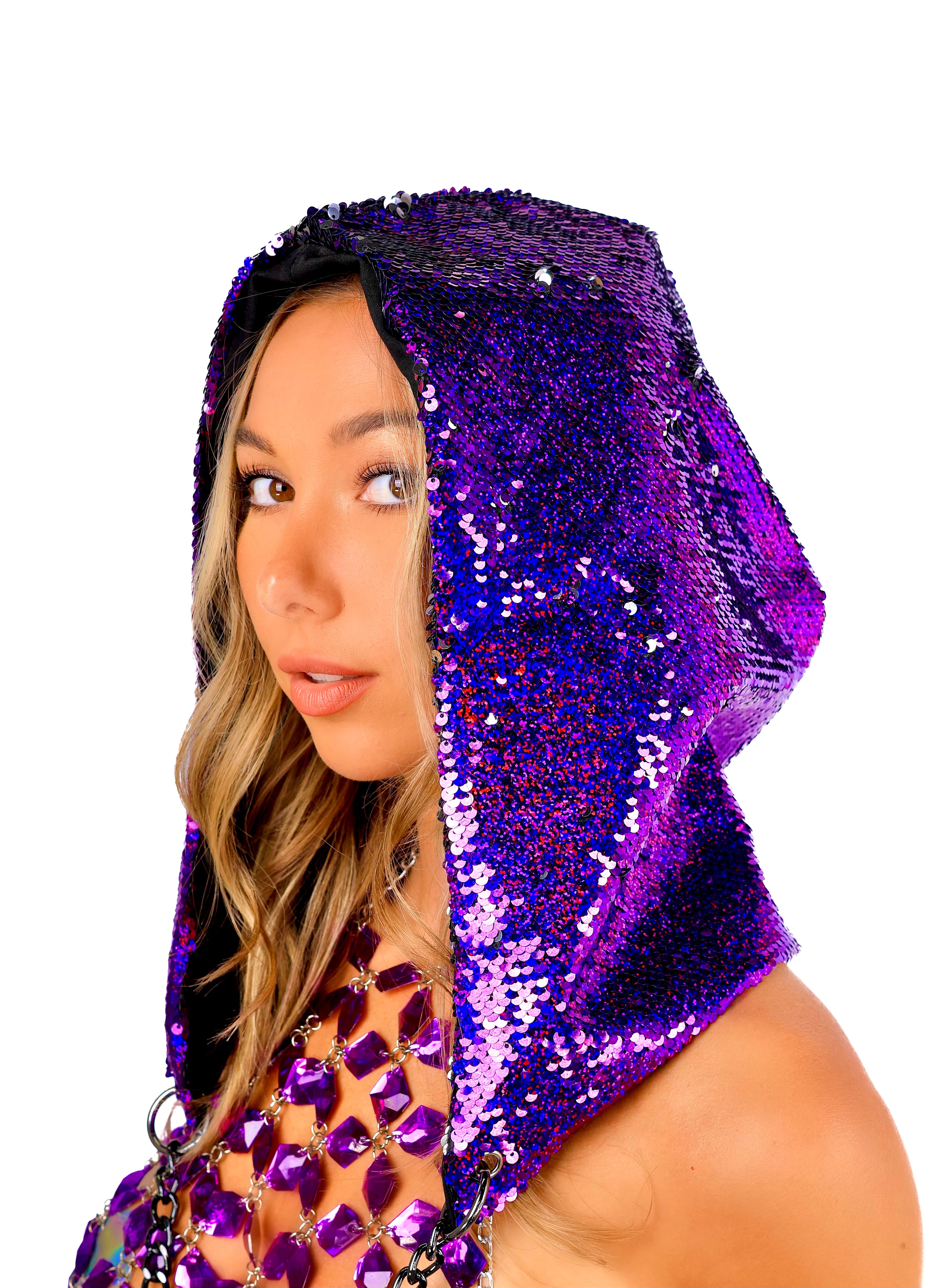 Amethyst Sequin Hood