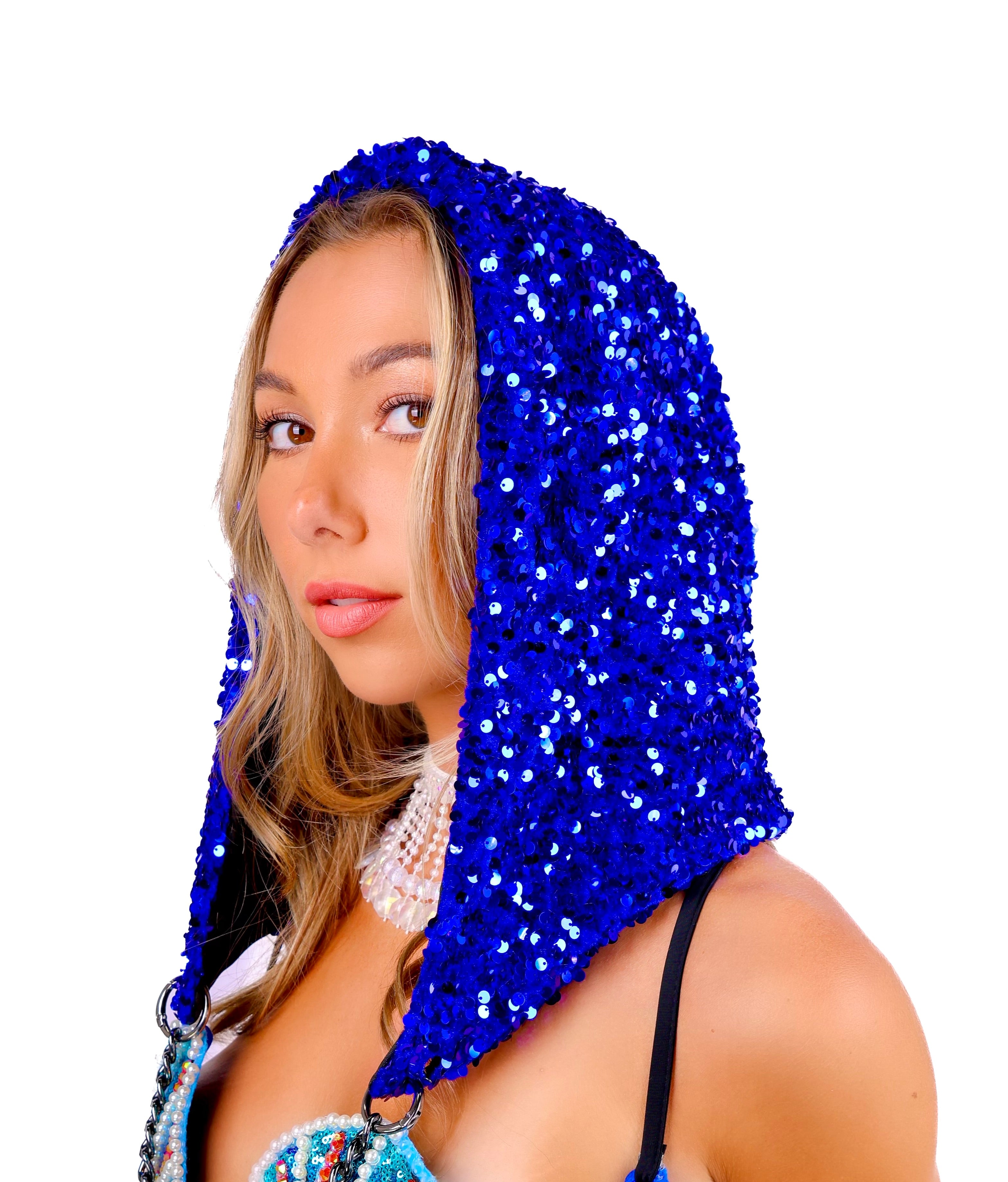 Cosmic Blue Sequin Hood
