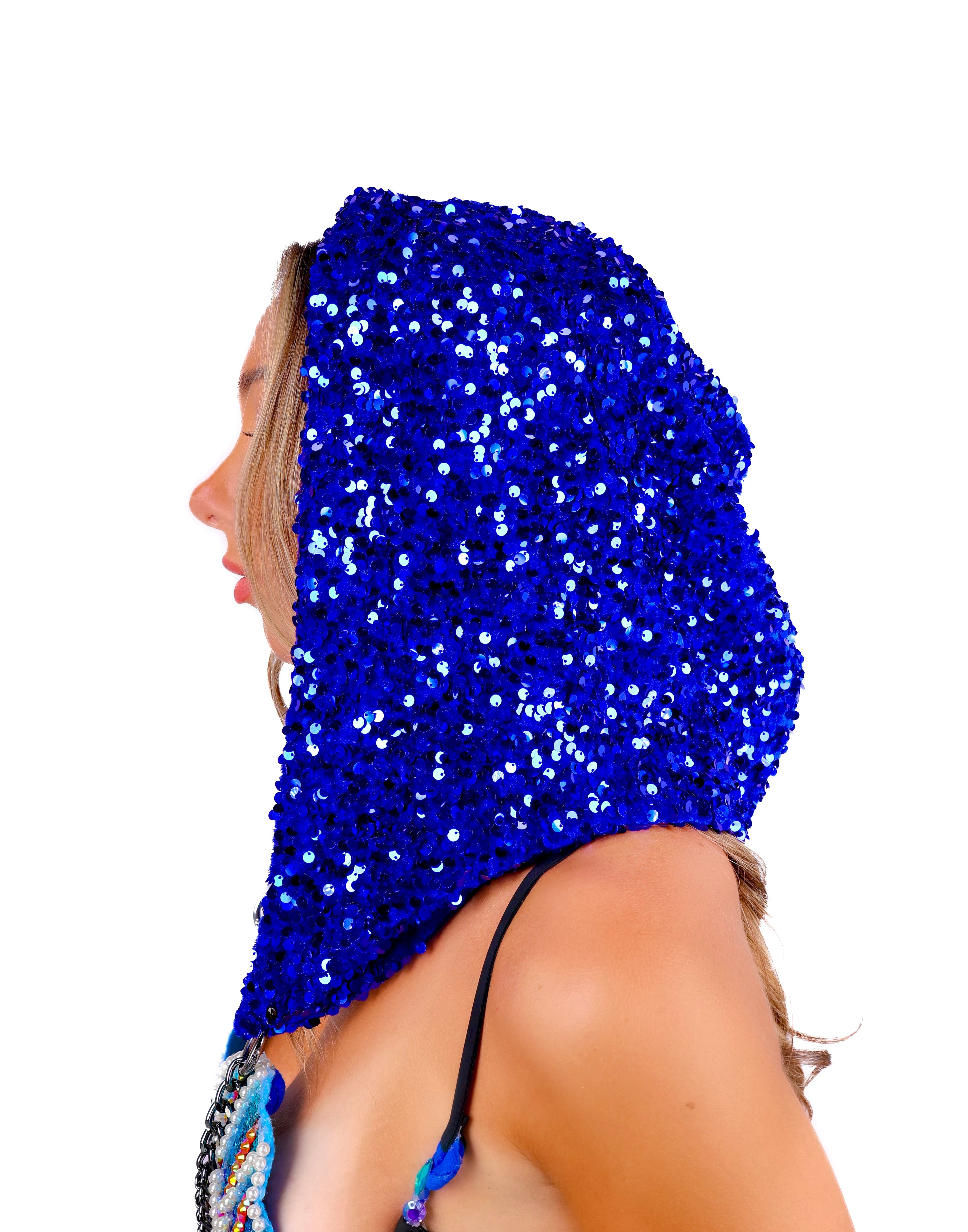 Cosmic Blue Sequin Hood