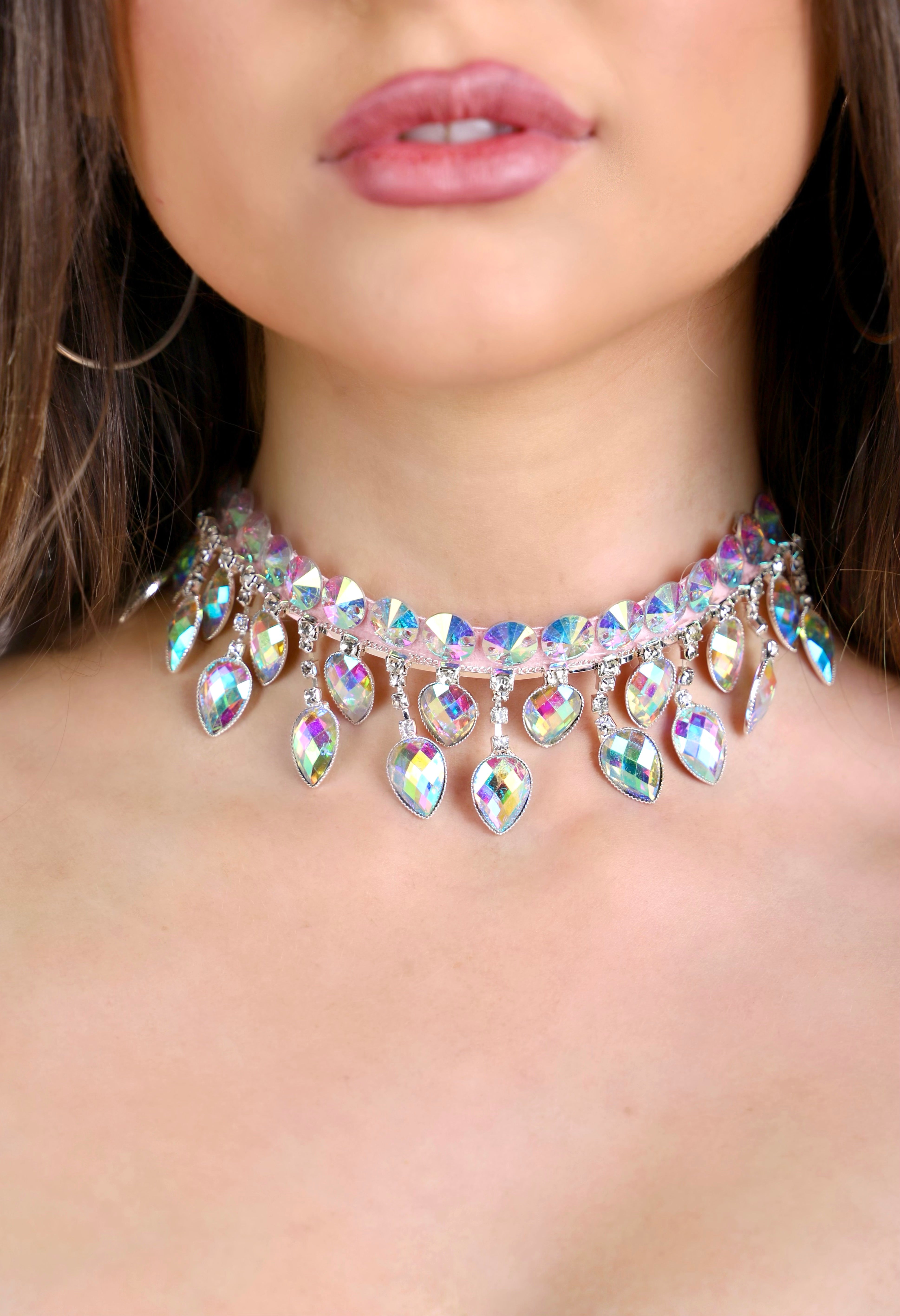 Pink Cosmic Gem Rhinestone Necklace