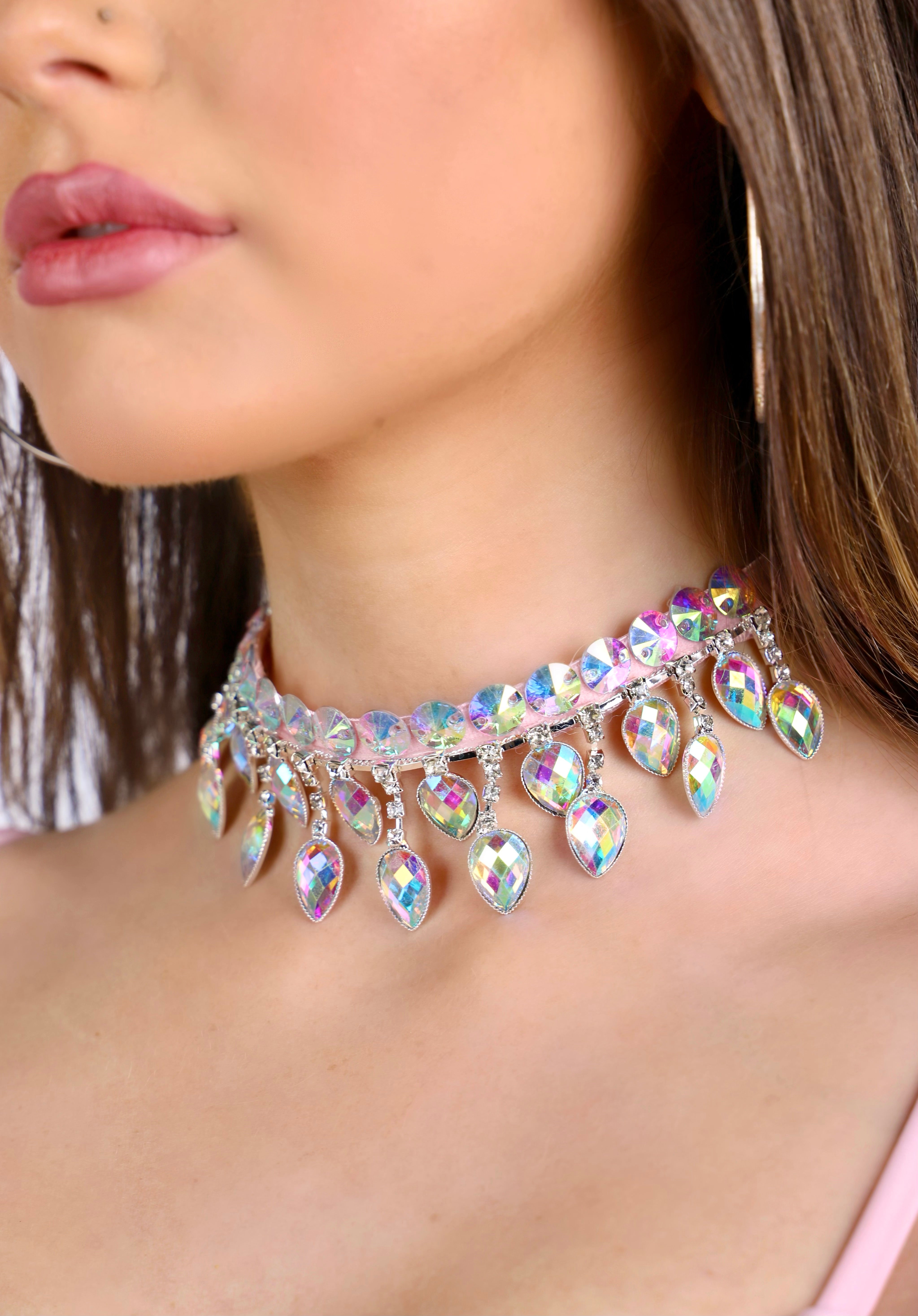 Pink Cosmic Gem Rhinestone Necklace