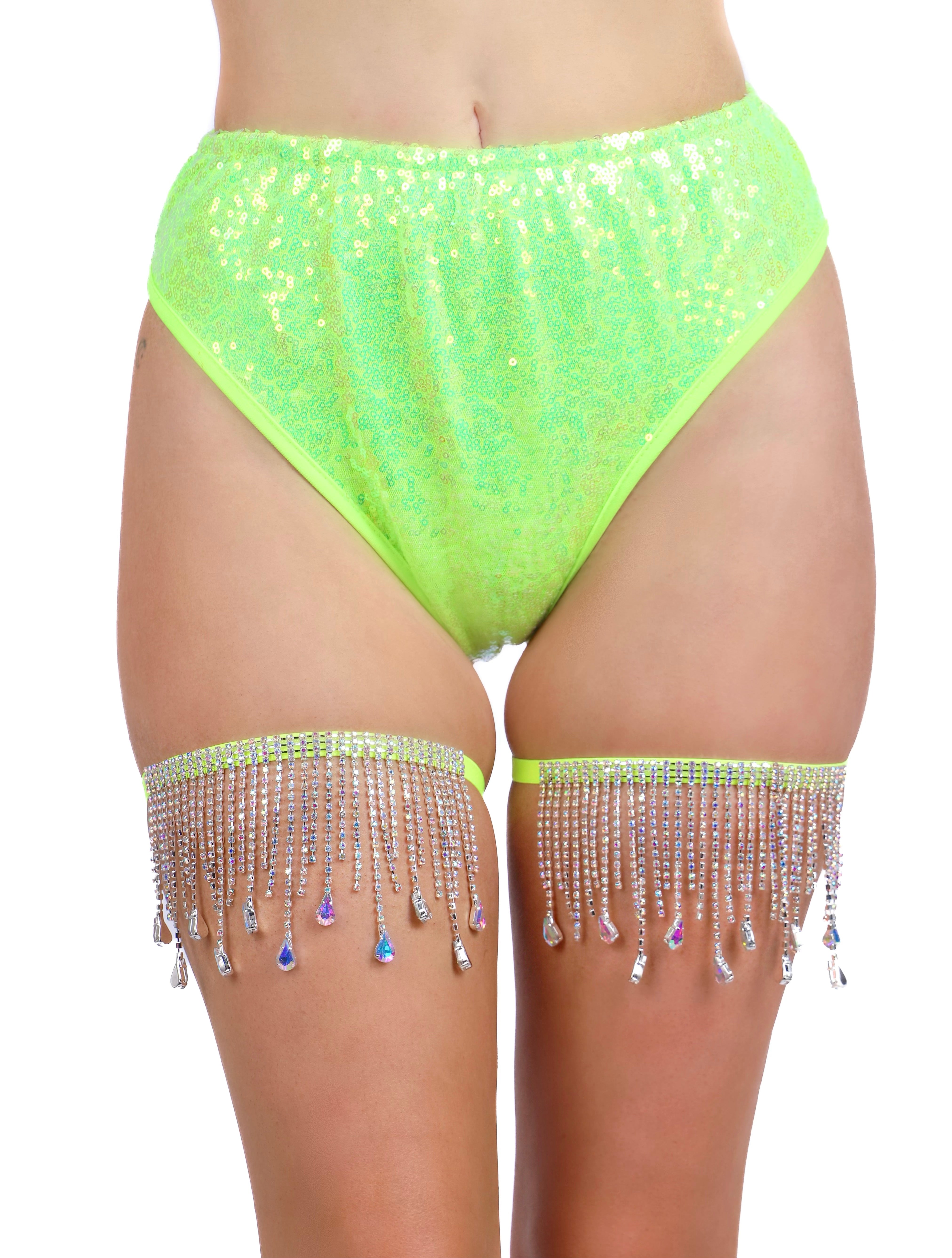 Neon Green AB Rhinestone Leg Wrap