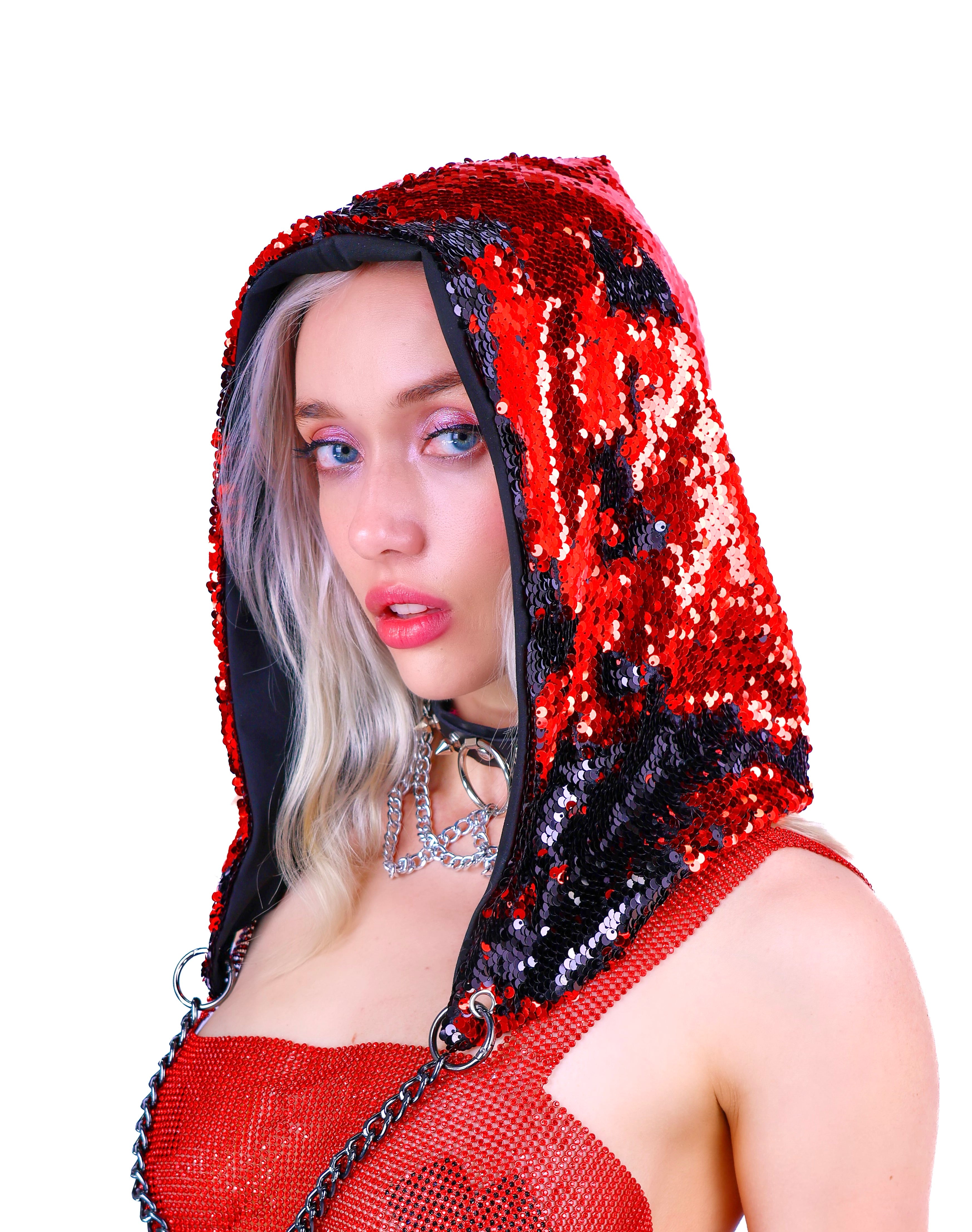 Red/Black Sequin Hood