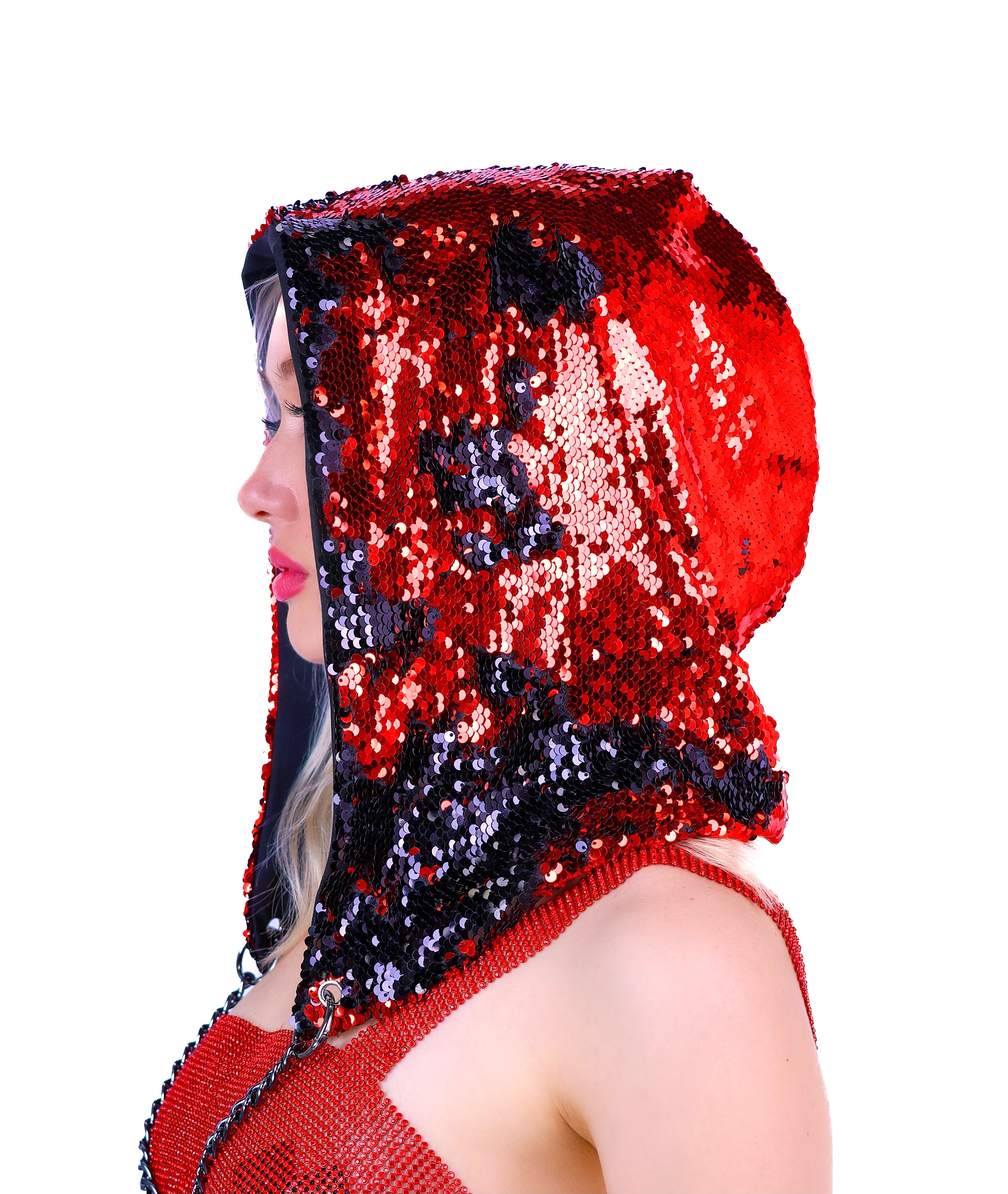 Red/Black Sequin Hood