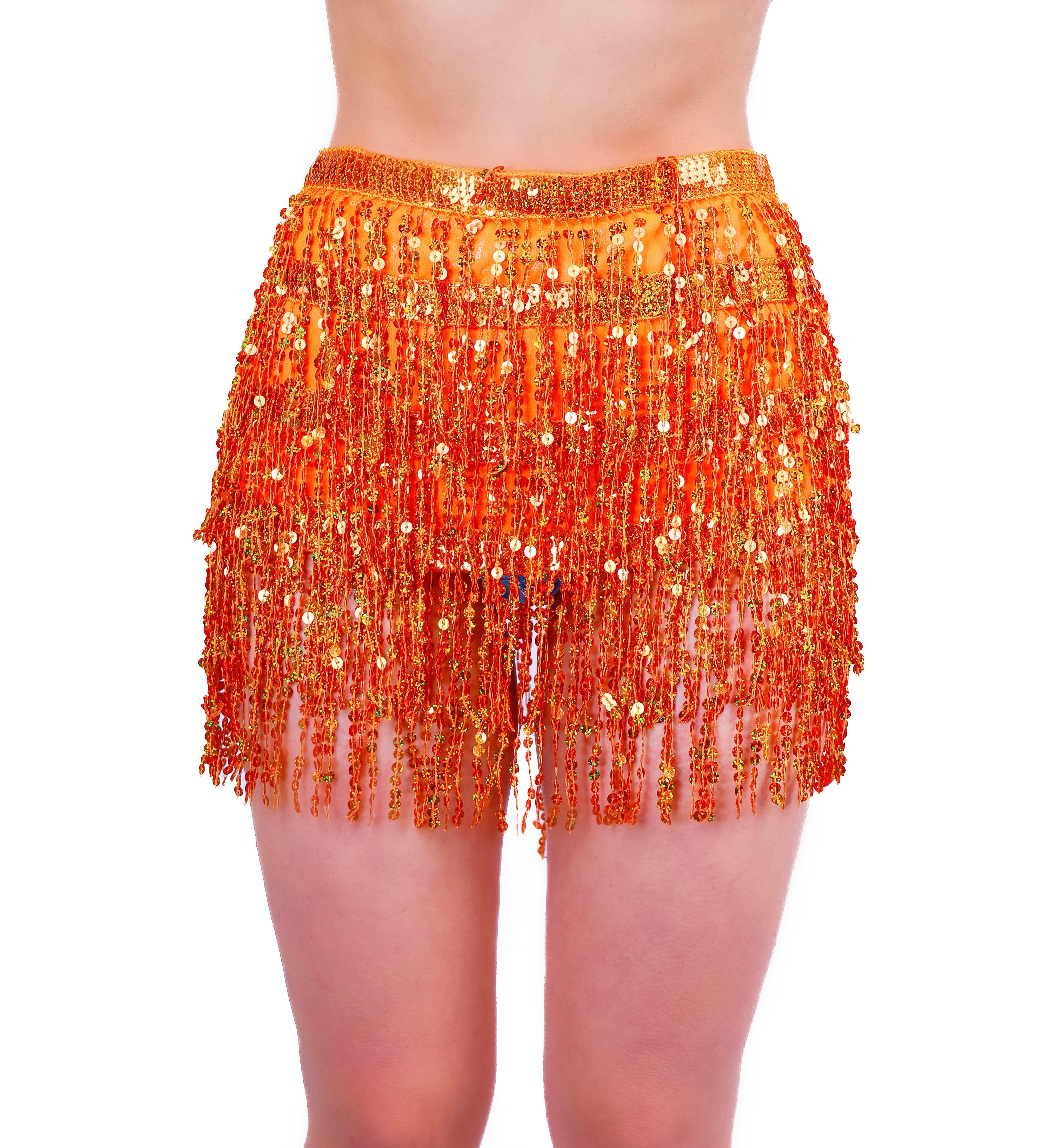 Holographic Sequin Skirt- Orange