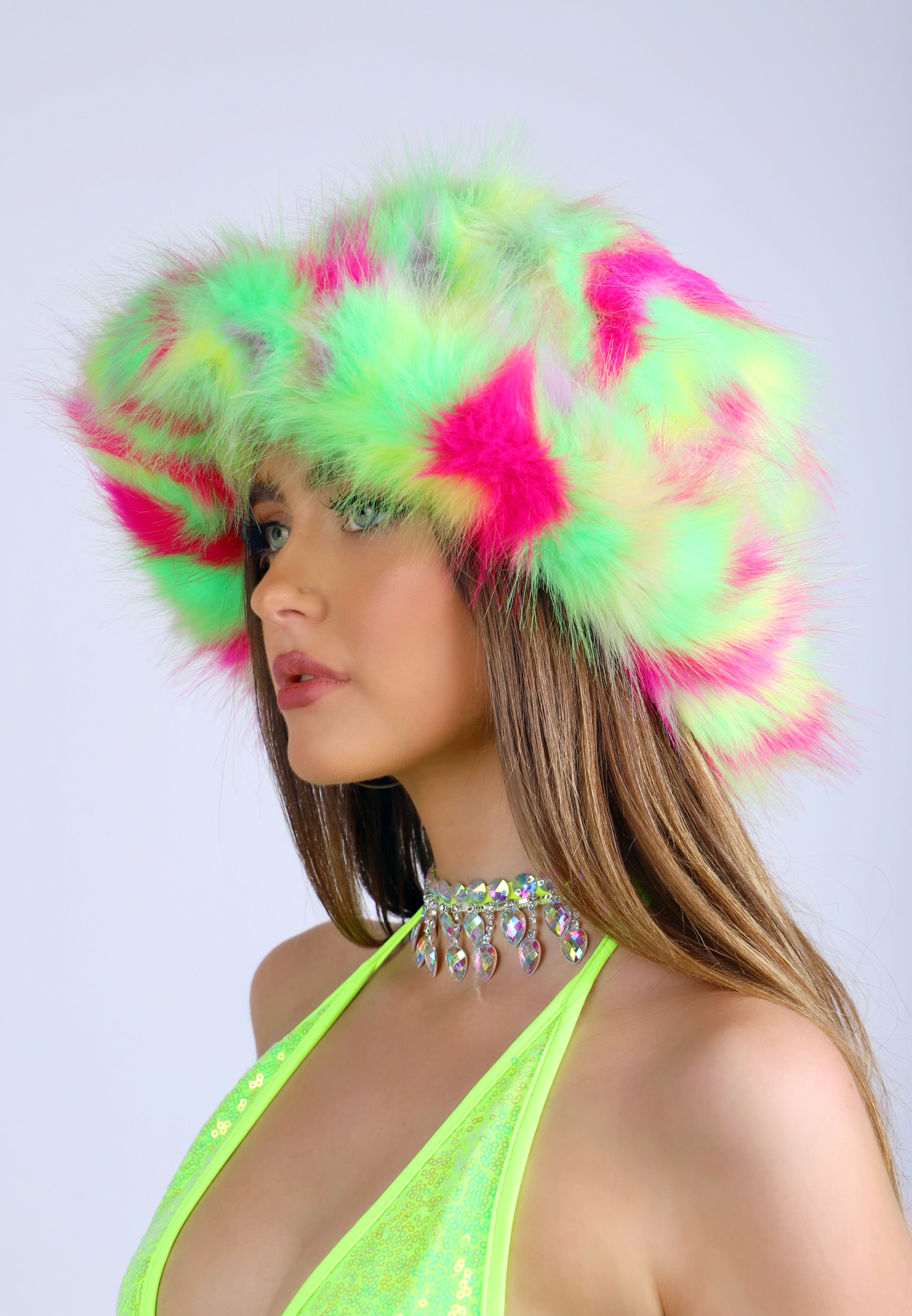 Neon Green Fuzzy Hat