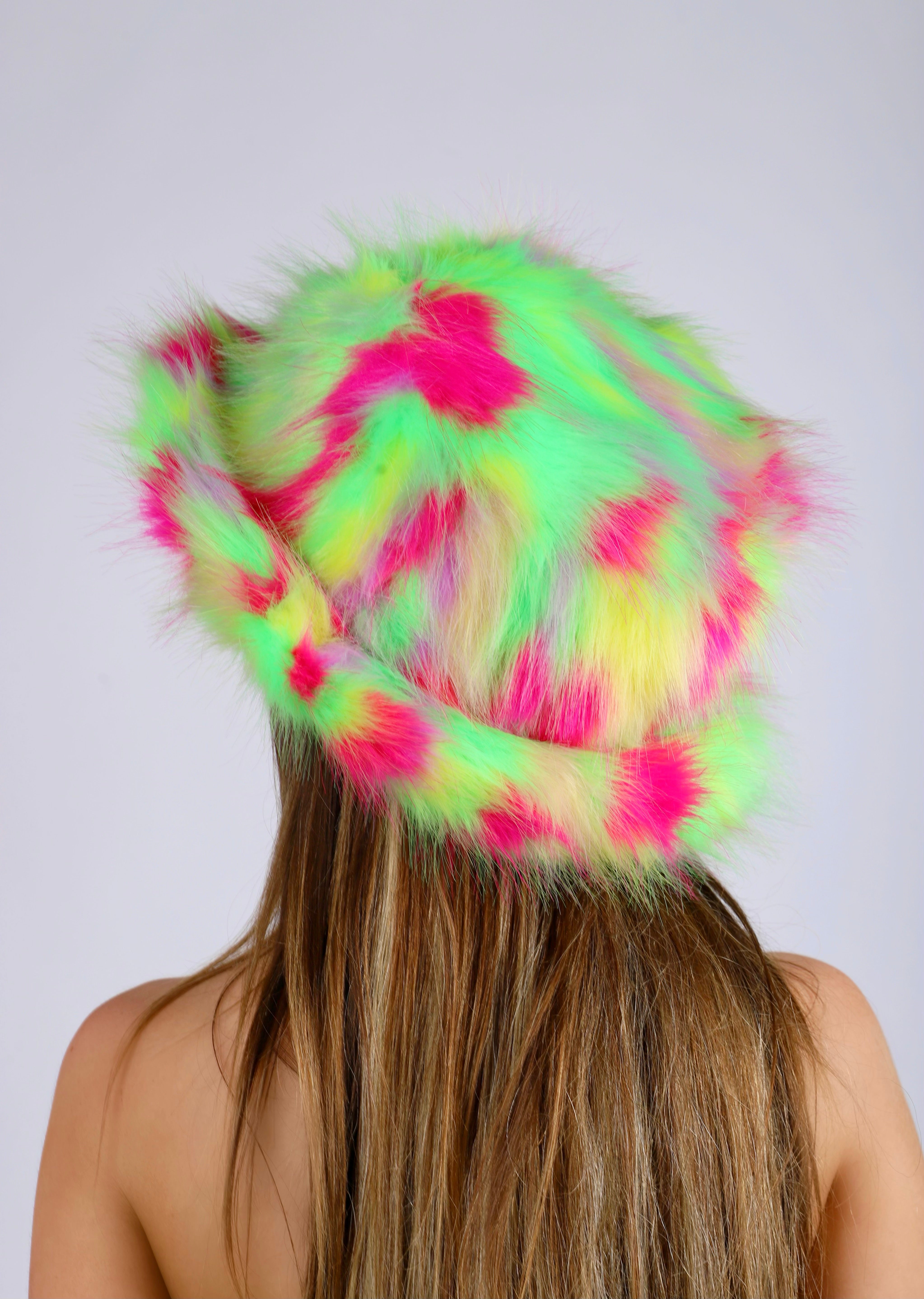 Neon Green Fuzzy Hat