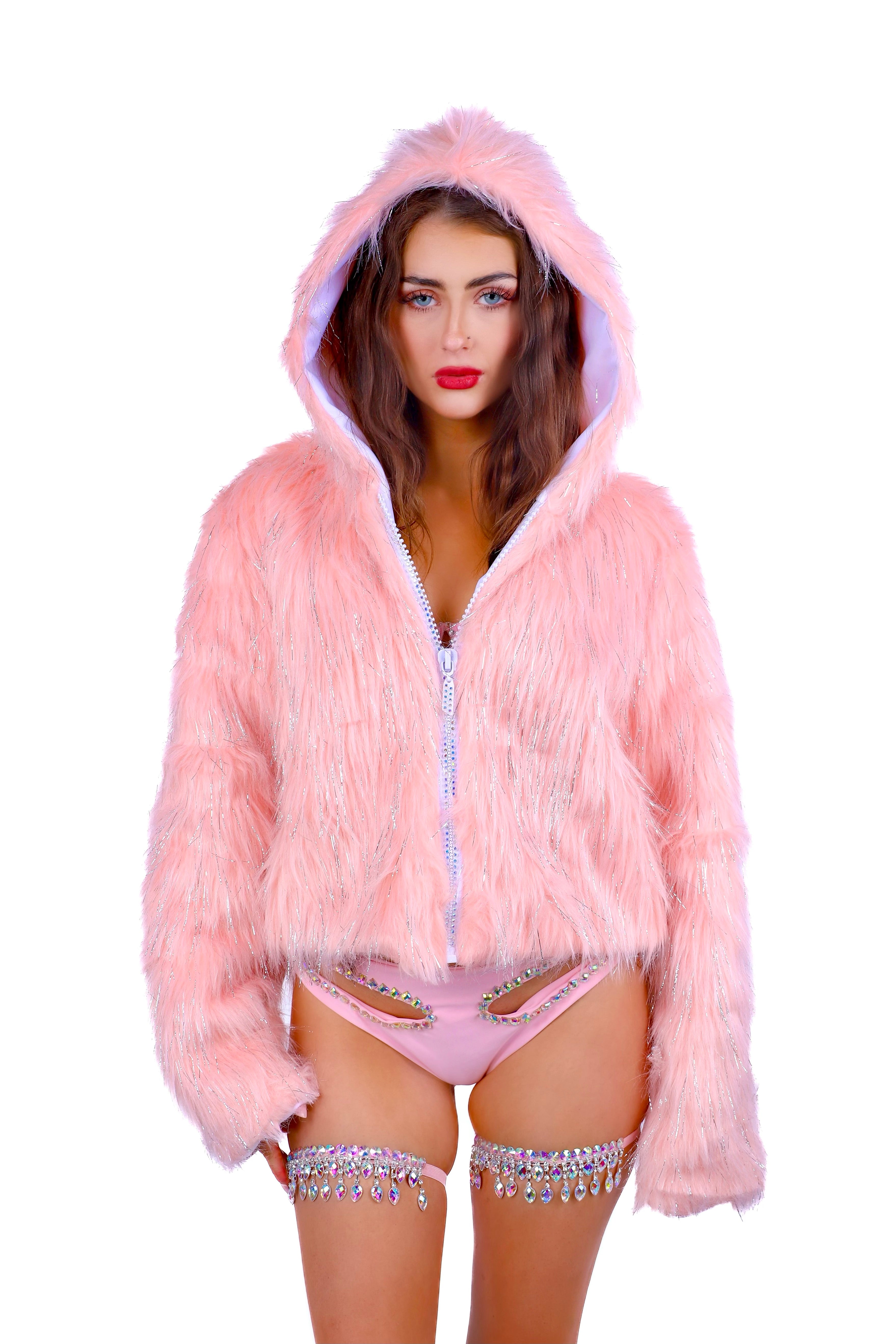 Pink Shimmer Fuzzy Jacket