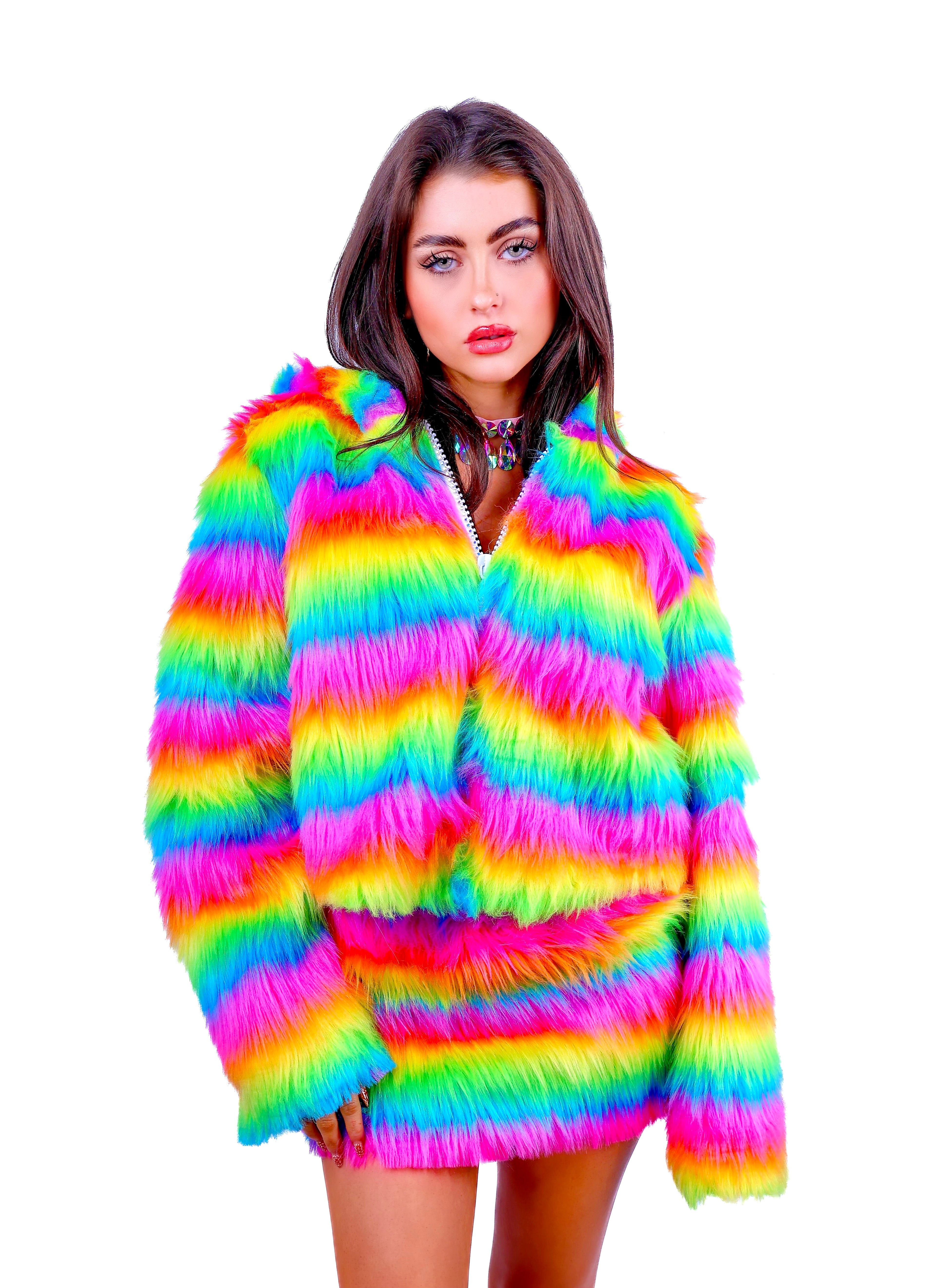FULL OUTFIT-Fuzzy Rainbow Candy (3 pcs)