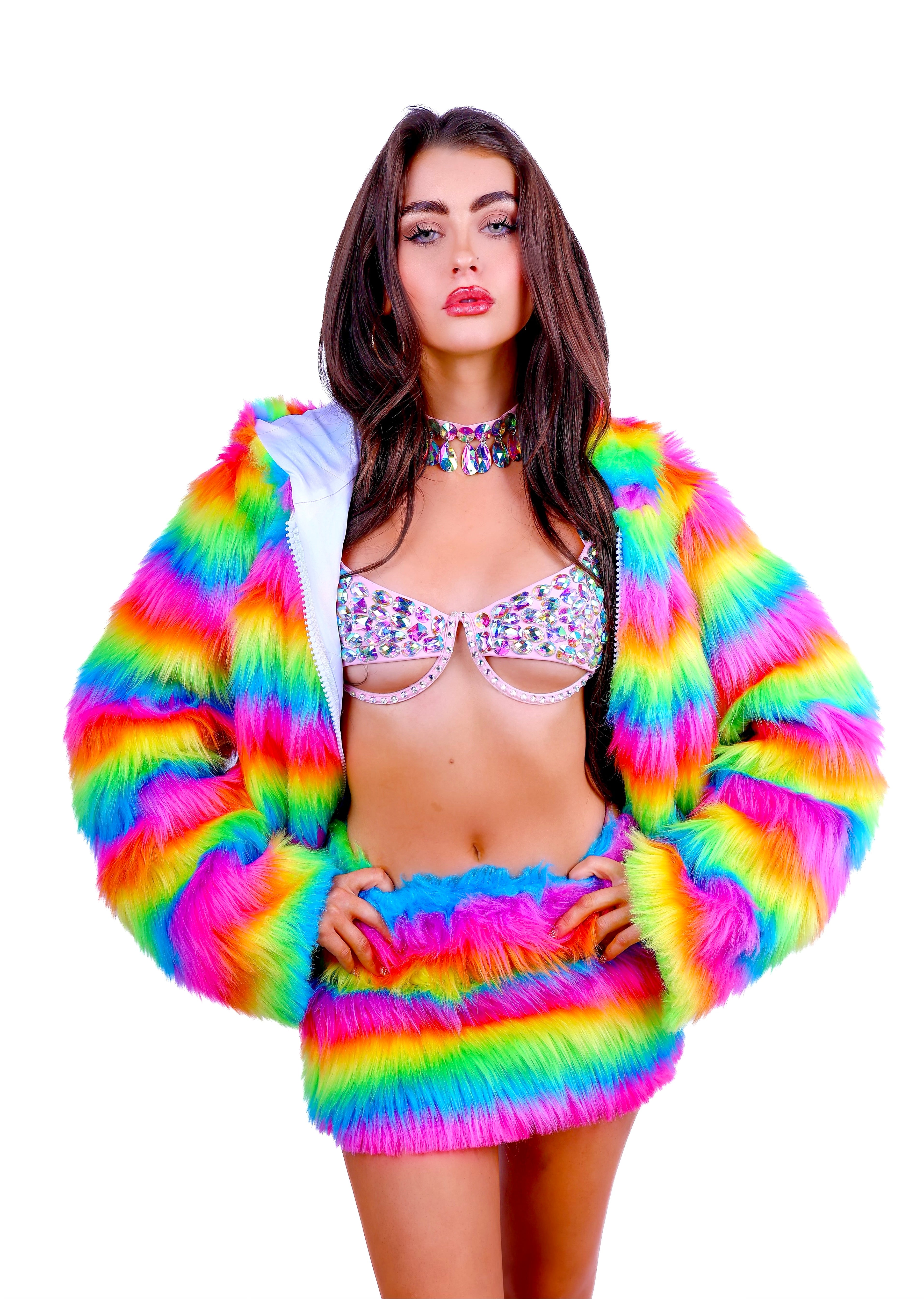 FULL OUTFIT-Fuzzy Rainbow Candy (3 pcs)
