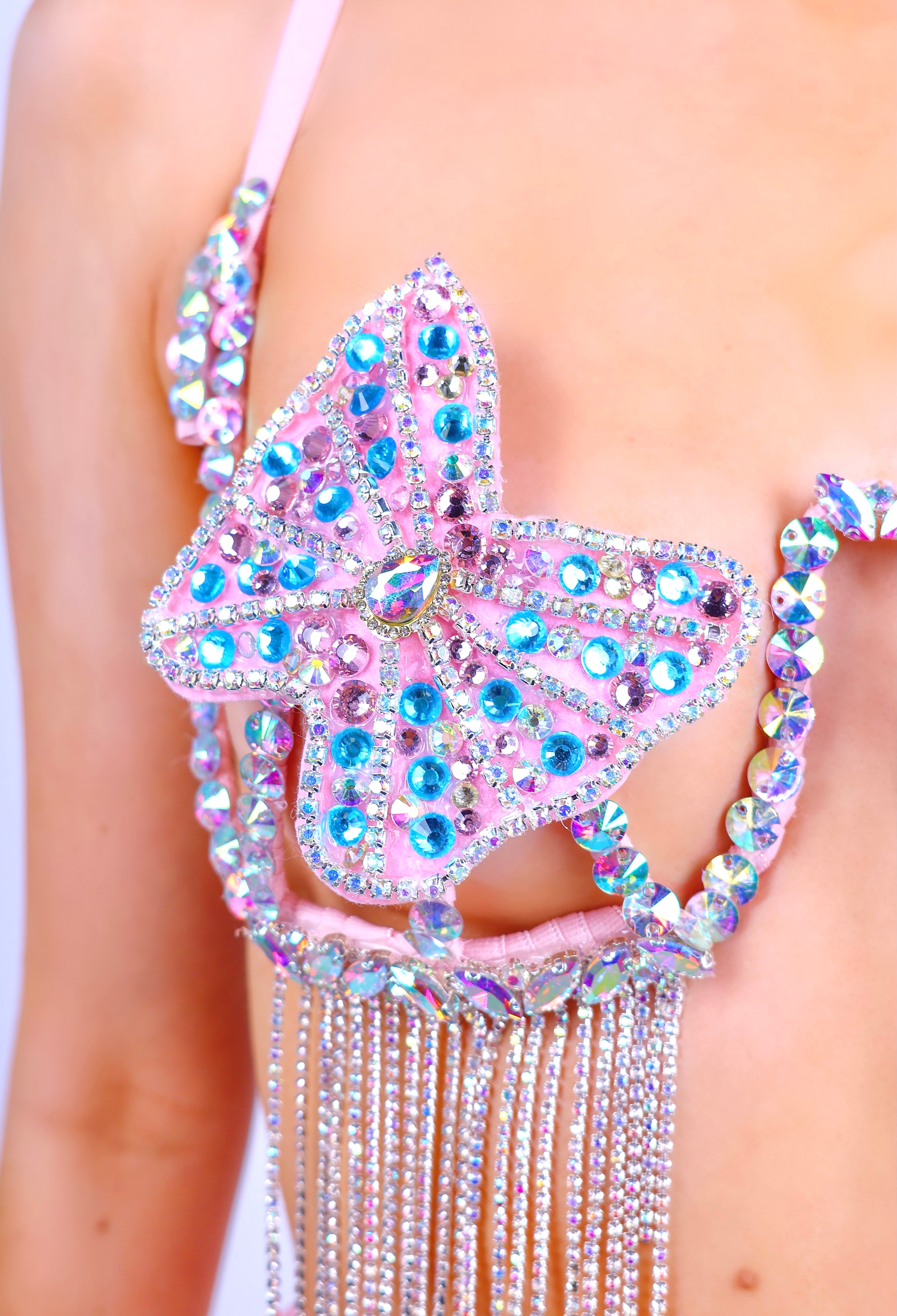 Pink Butterfly Carnival Bra Top