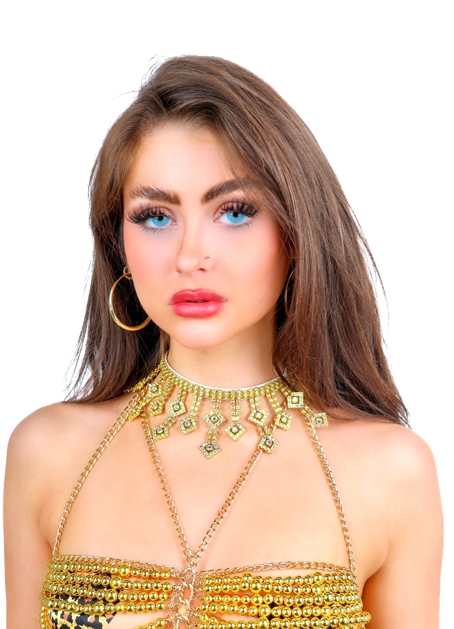 Gold Guardian Rhinestone Necklace