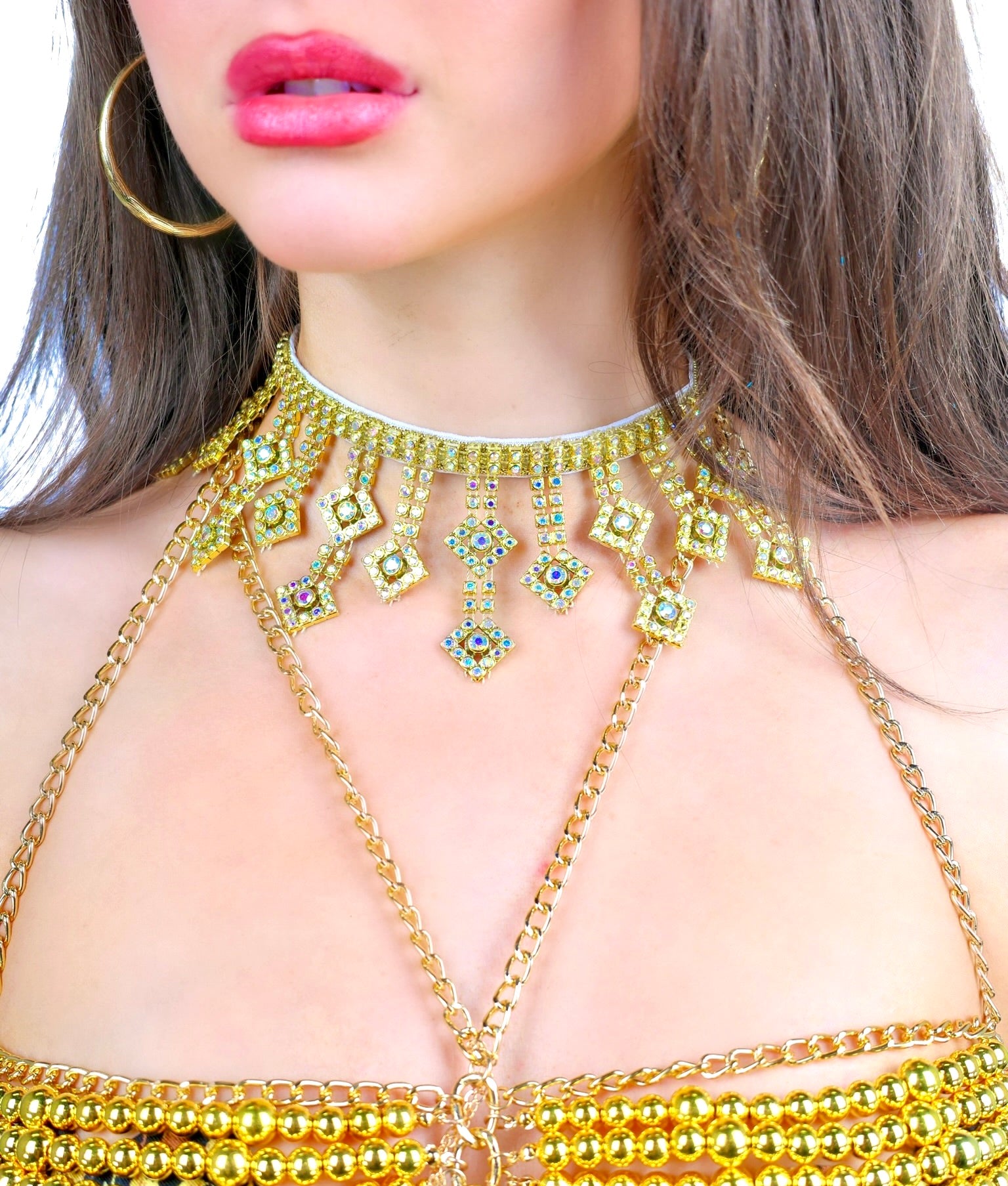 Gold Guardian Rhinestone Necklace