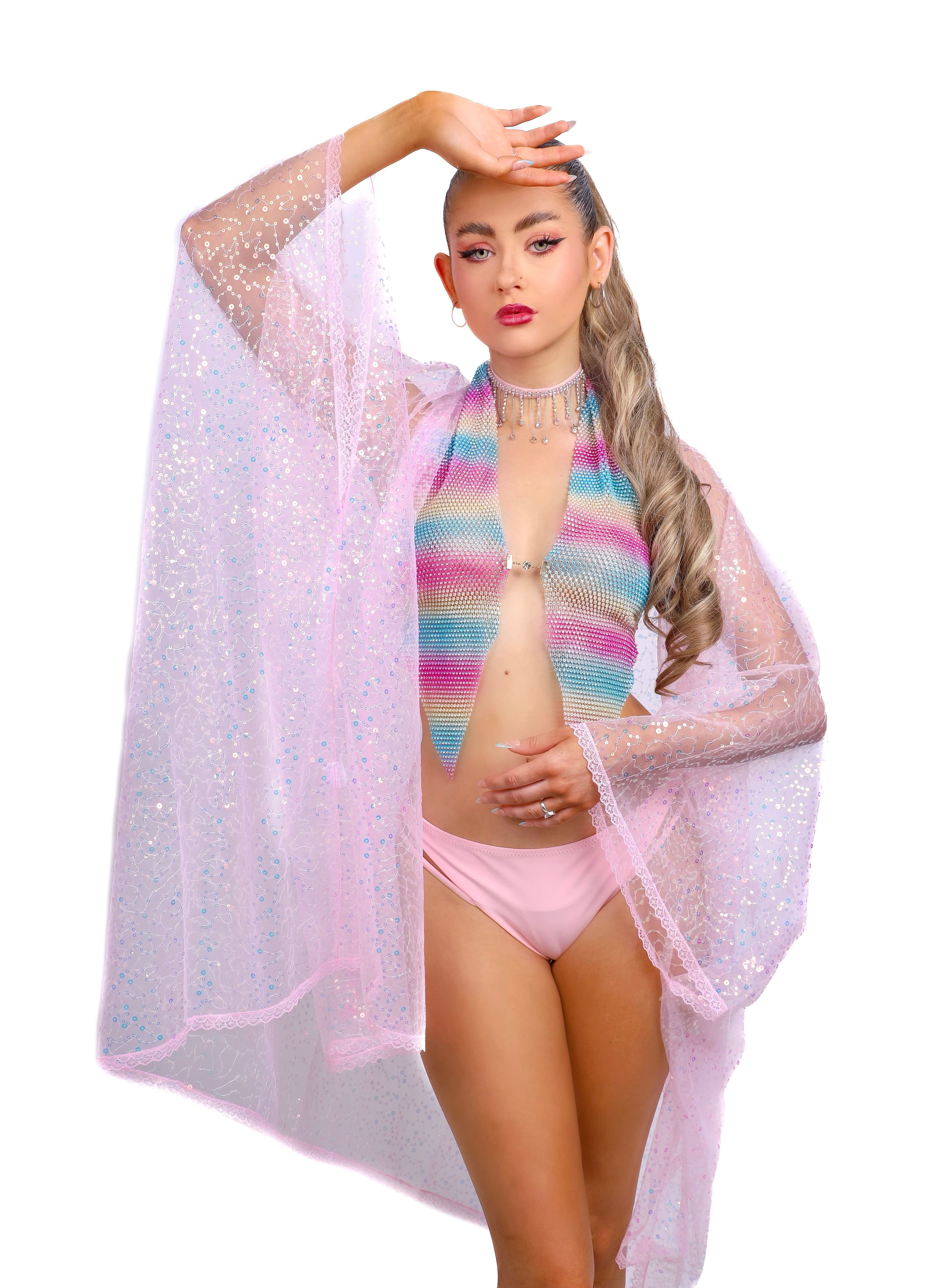 Sequin Kimono - Pink Glitter