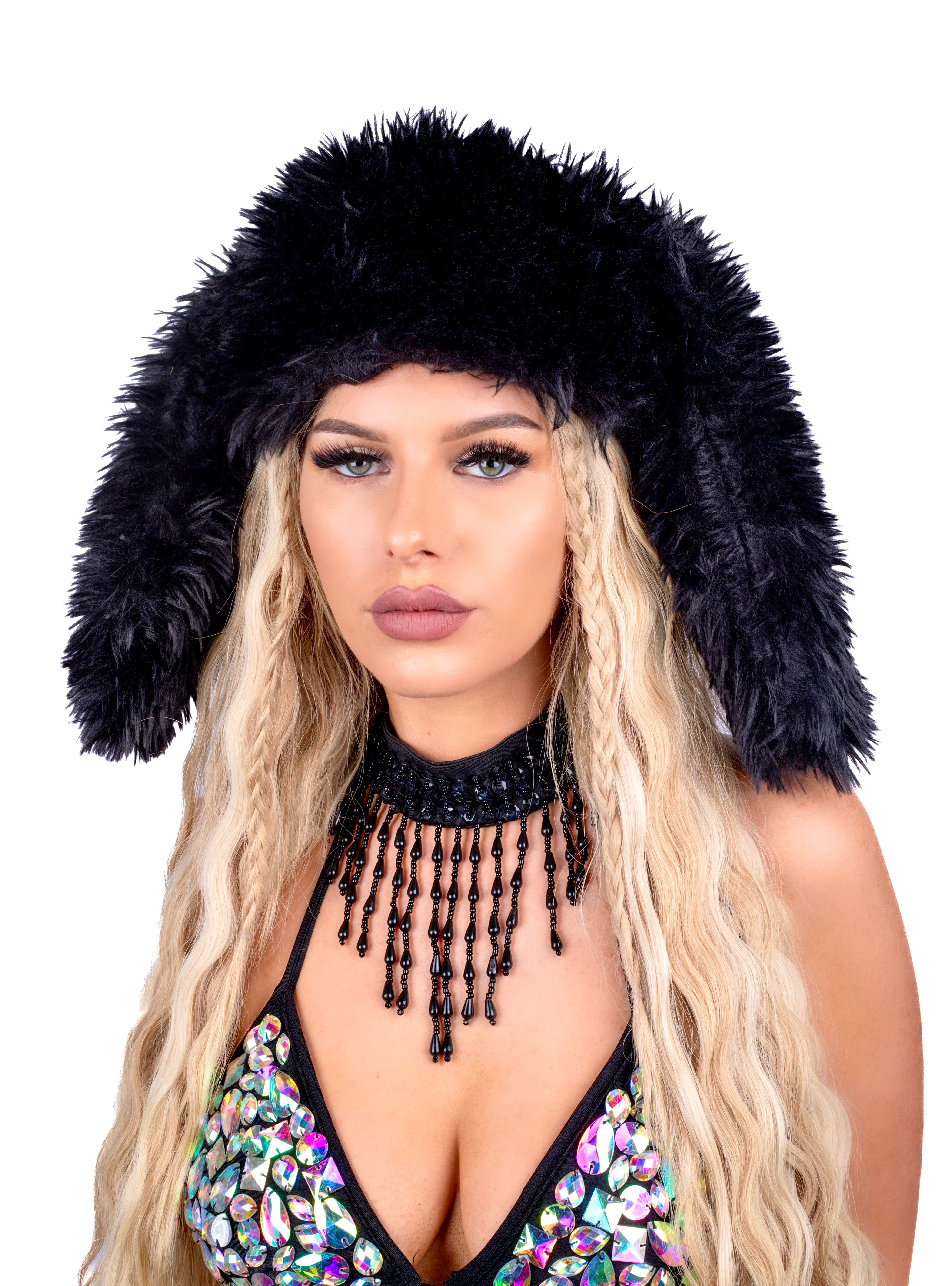 Fuzzy Midnight Bunny Hat
