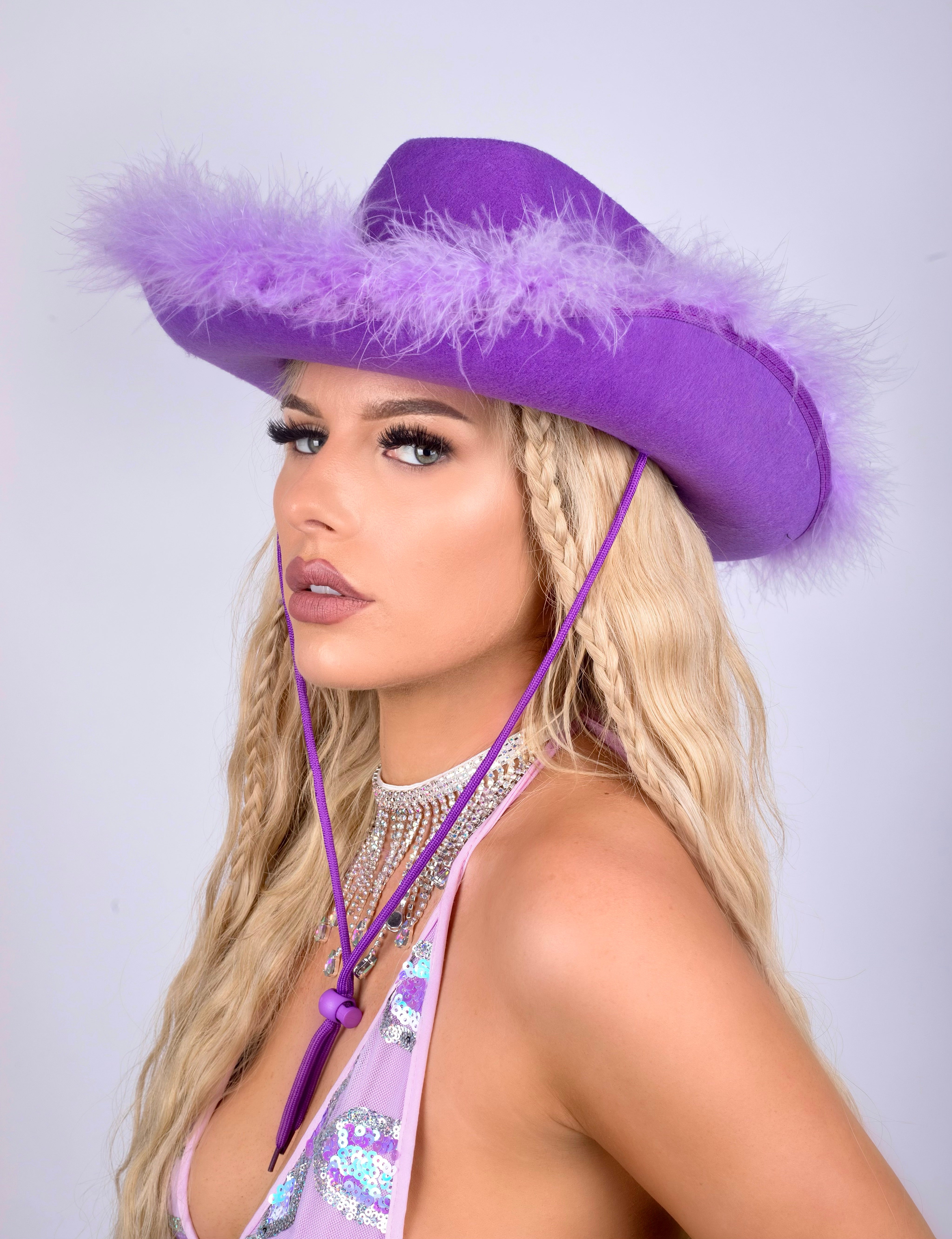 Purple Fuzzy Festival Hat