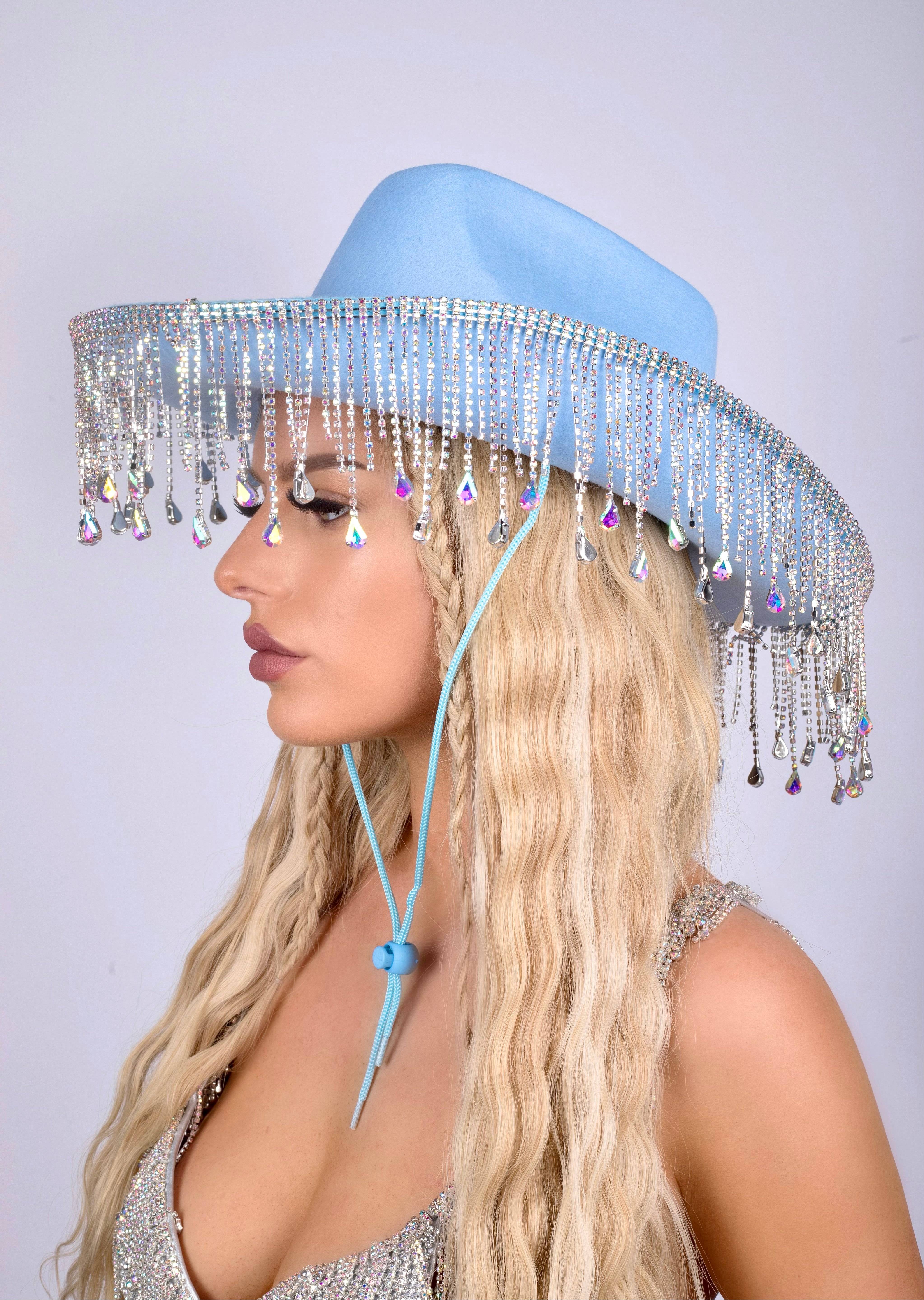 Baby Blue Rhinestone Hat