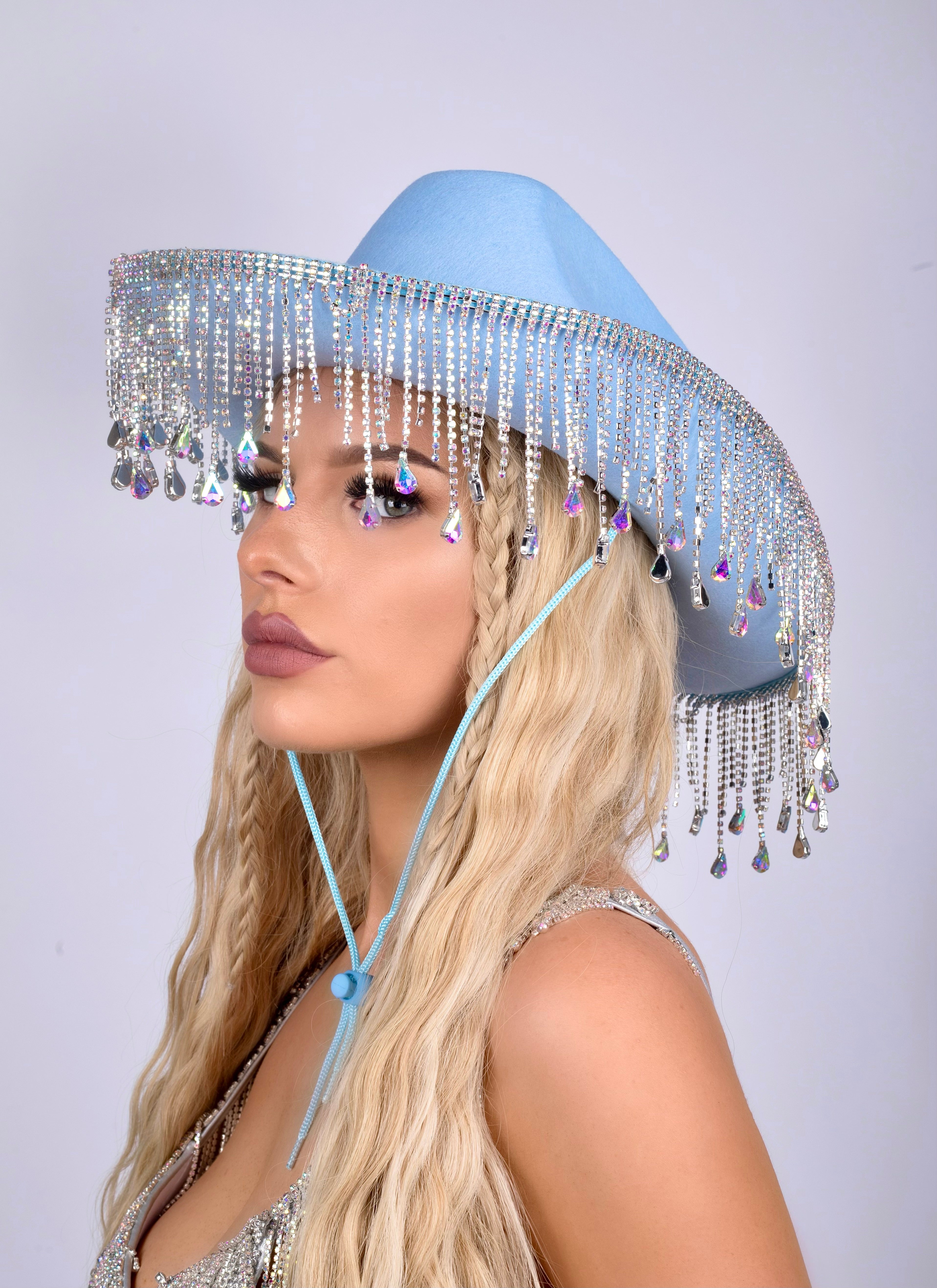Baby Blue Rhinestone Hat
