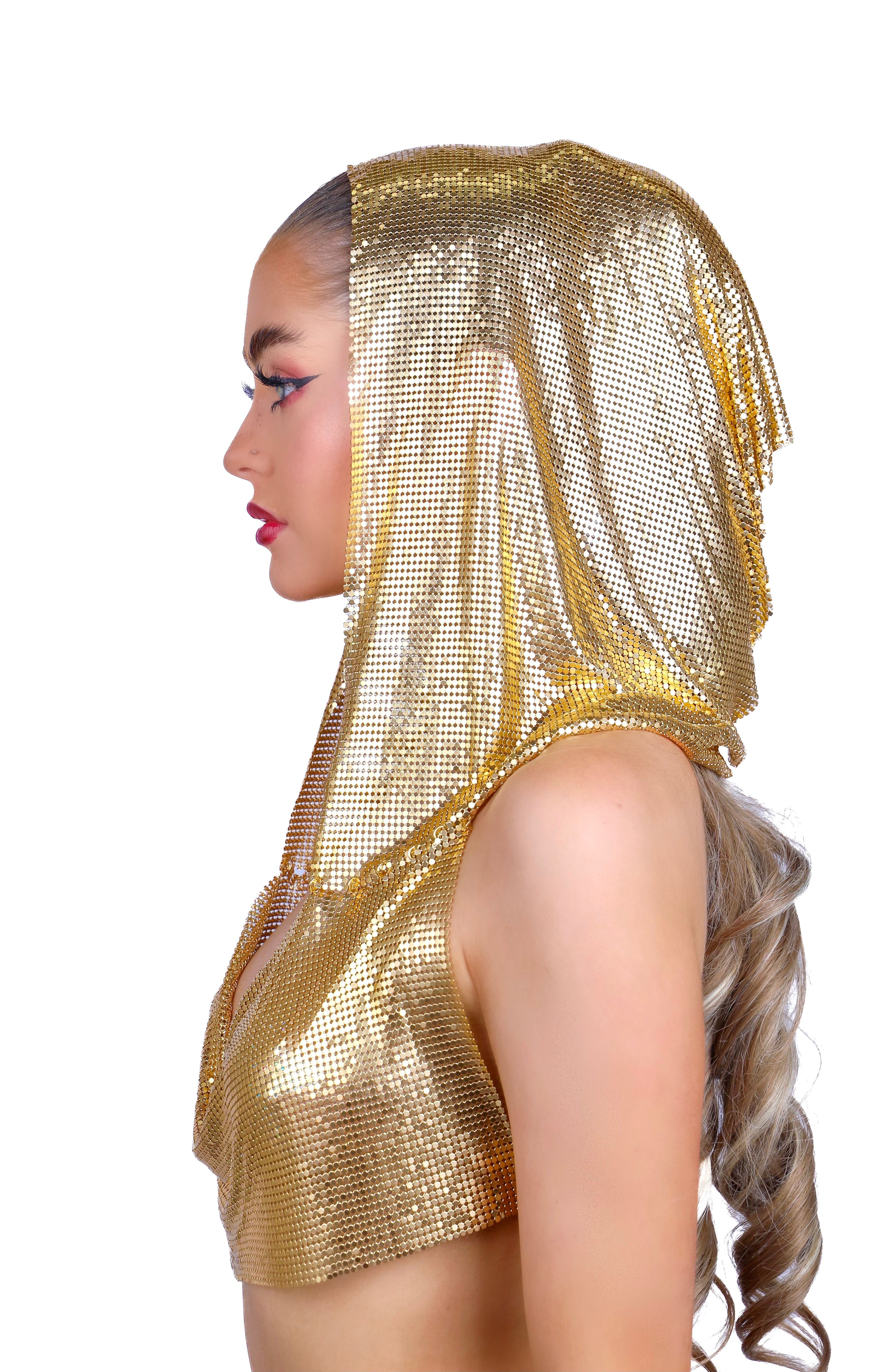 Gold Hooded Metallic Top