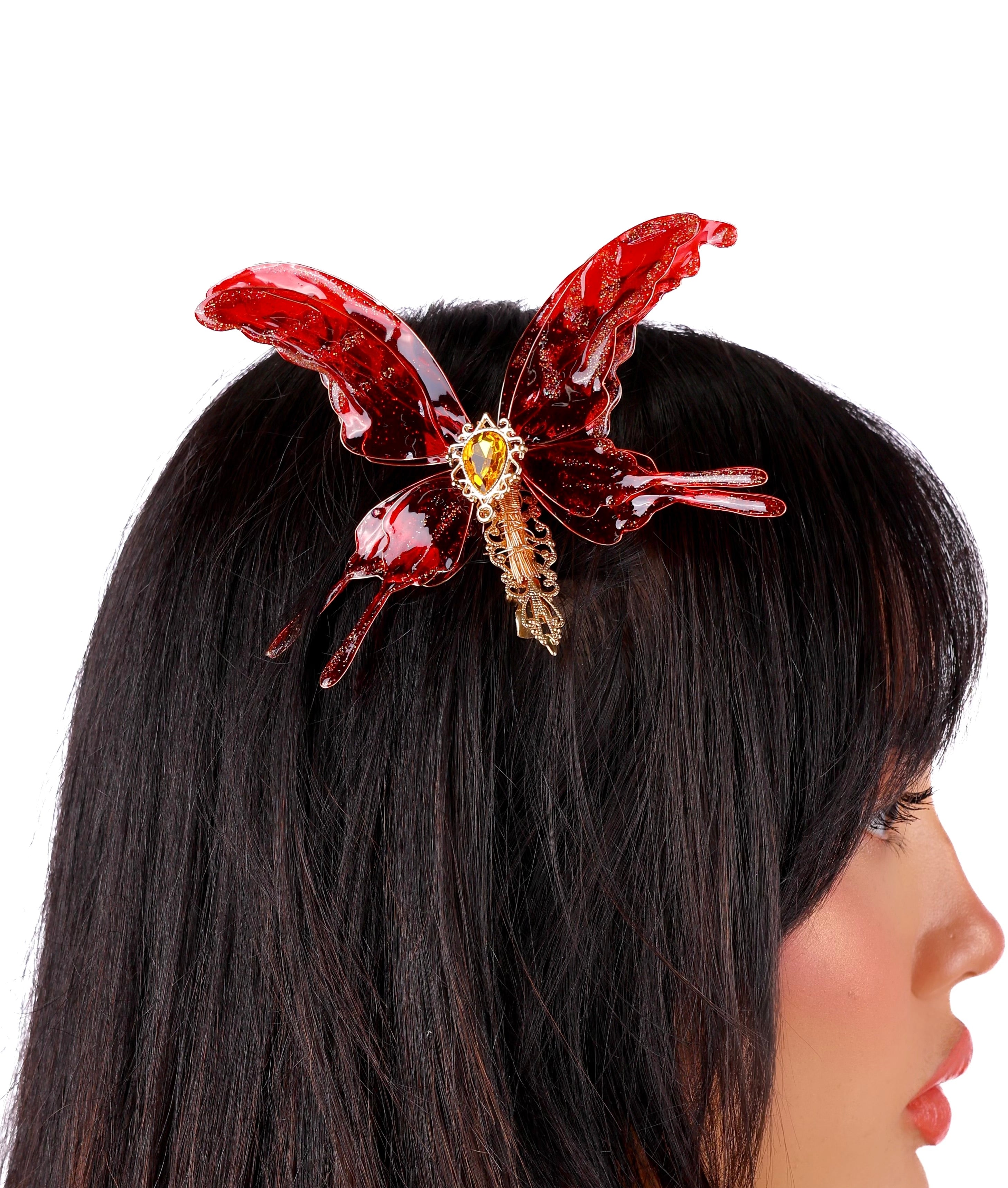 Ruby Gold Genesis Butterfly Clip